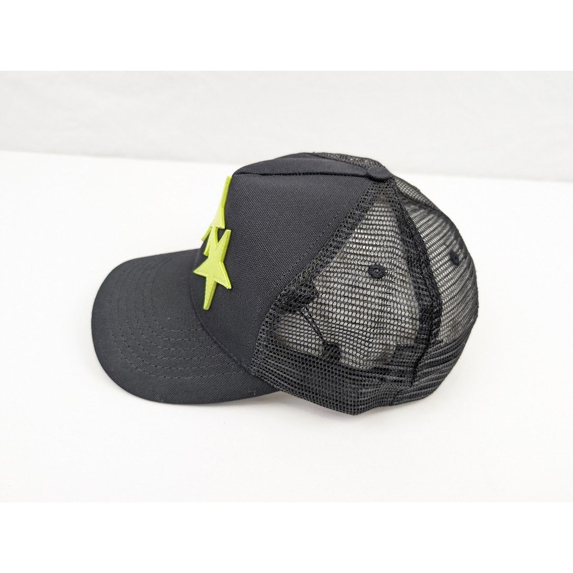 Amiri o1rshd1 Q:12 / Three Star Trucker Cap / Hat in Black/Lime Size ONE SIZE - 6 Thumbnail