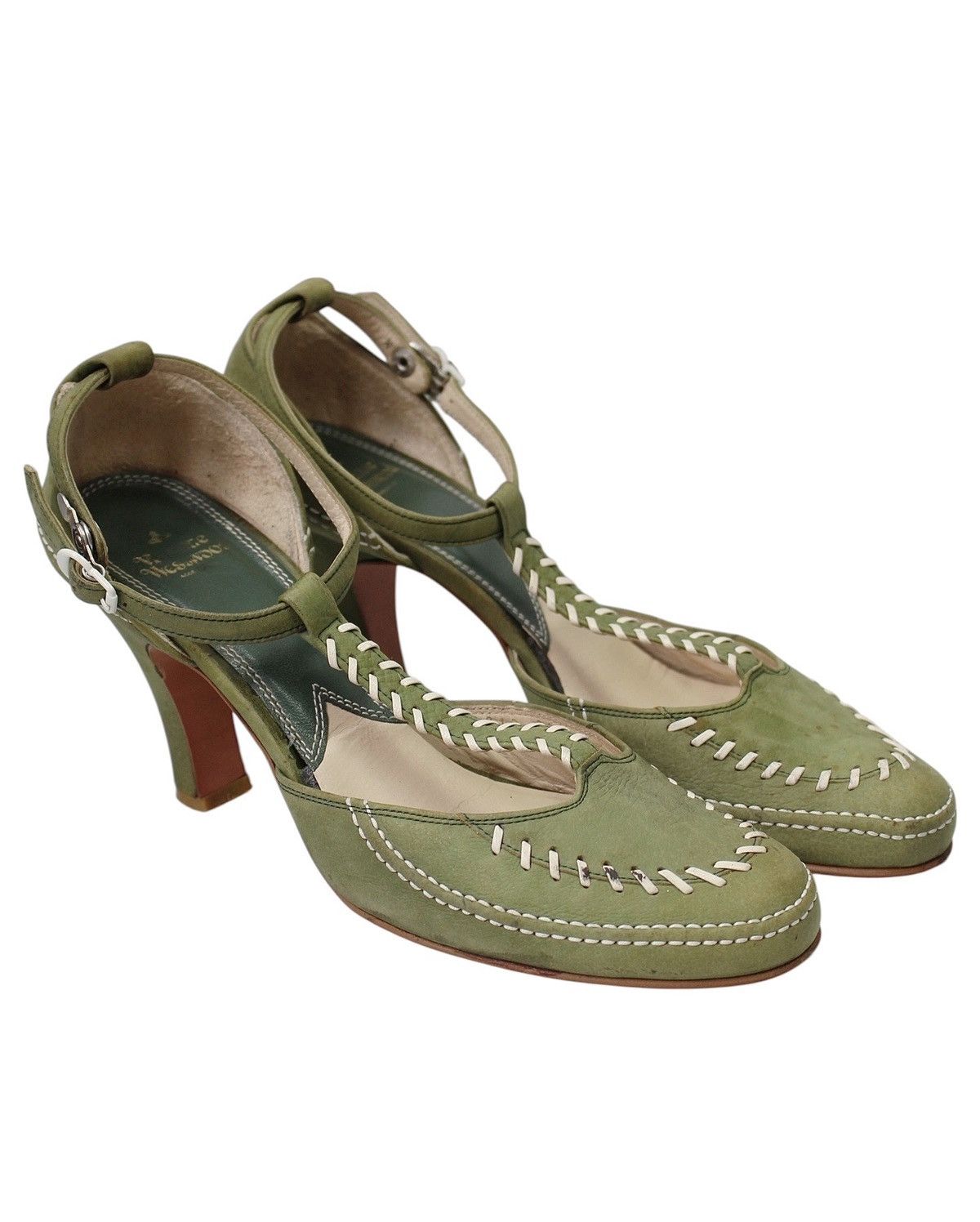 Vivienne Westwood 2000S VIVIENNE WESTWOOD ACQUIS SOLES GREEN STITCH HEELS Size US 6 / IT 36 - 5 Thumbnail