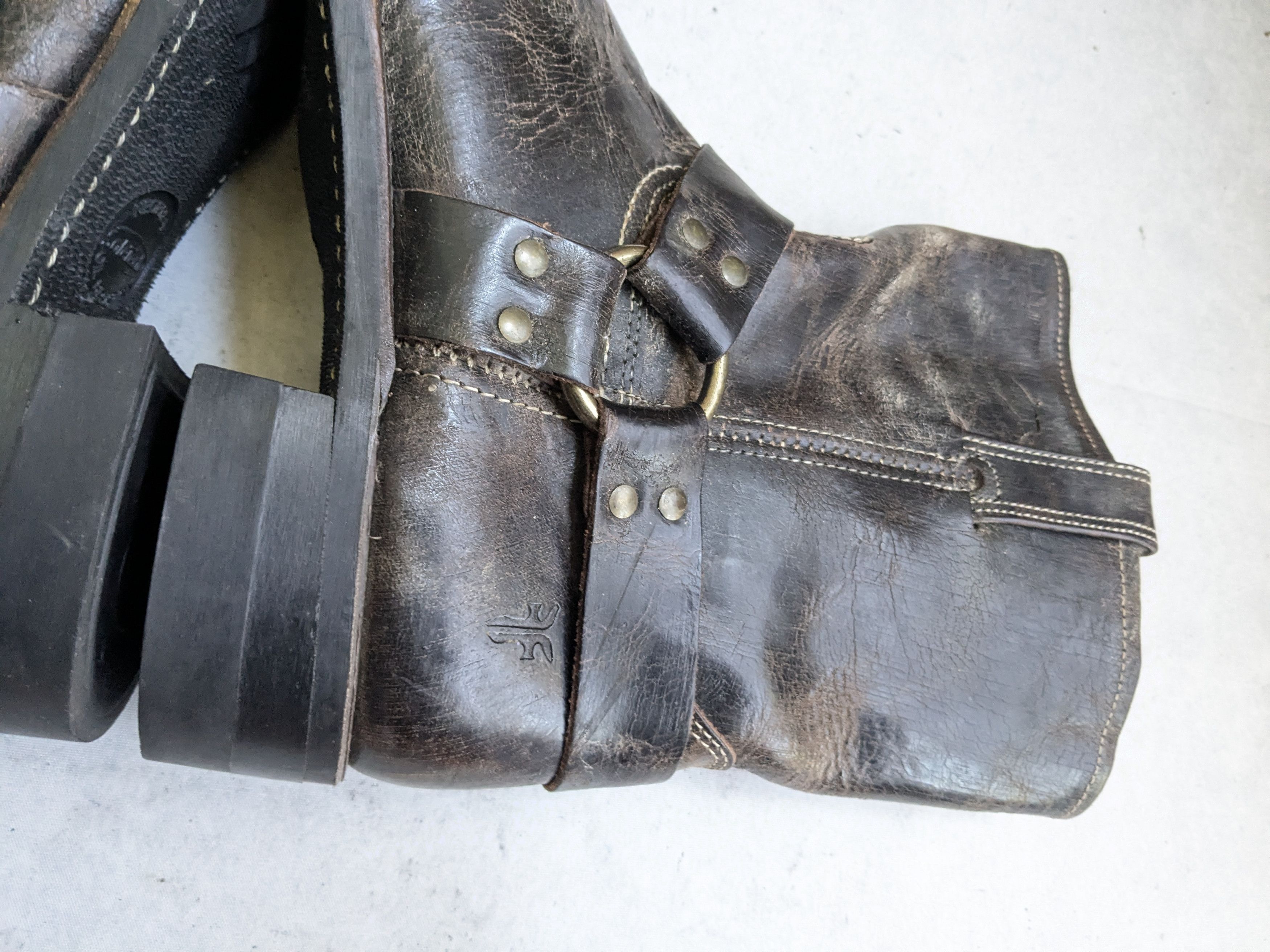 Frye Frye Harness Boots Brown Leather 12 M Leather Buckle Size US 12 / EU 45 - 9 Thumbnail