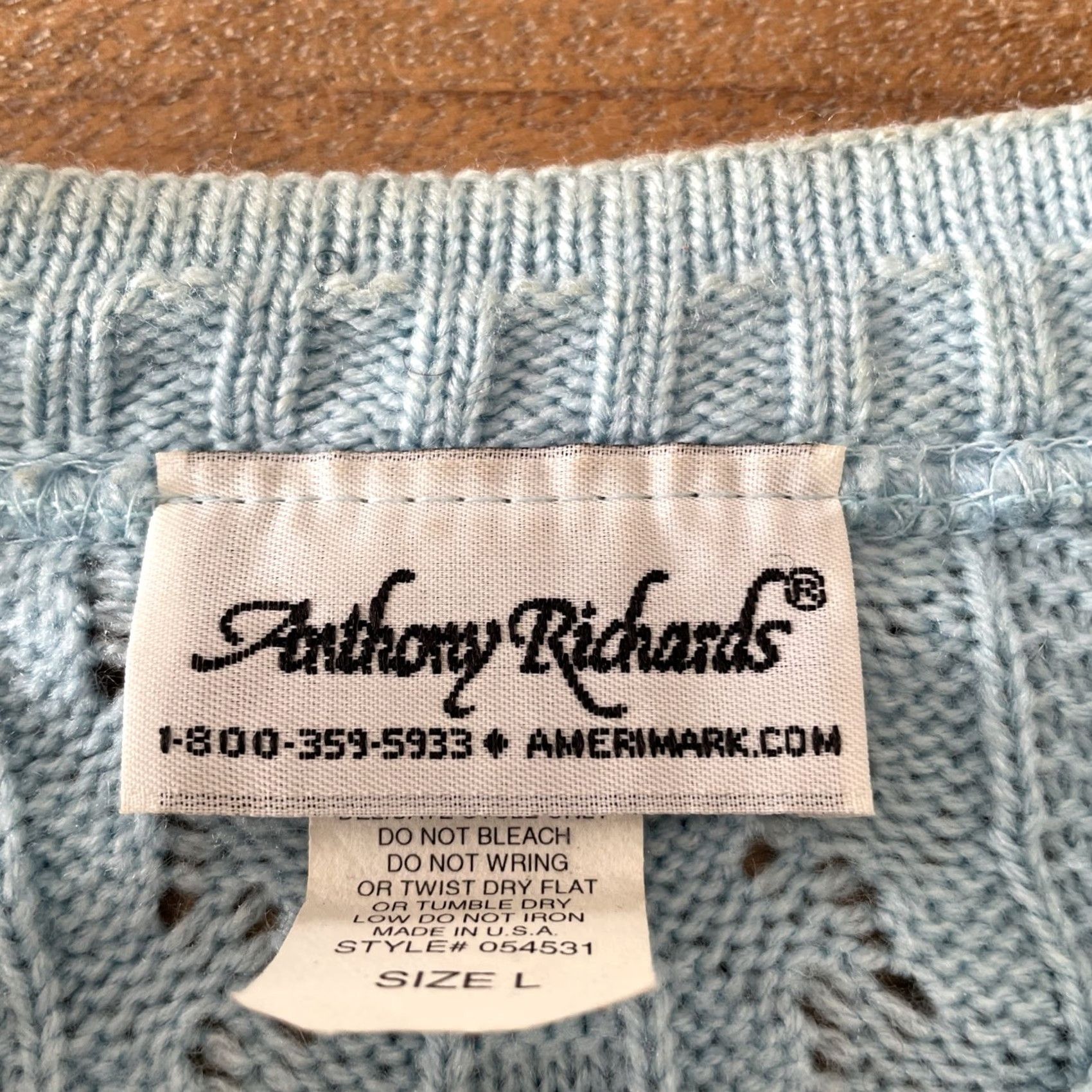 Vintage VINTAGE Anthony Richards Cardigan Sweater Womens L Blue USA Cable Knit Button Front Crew Neck Raglan Sleeve Size L / US 10 / IT 46 - 4 Thumbnail