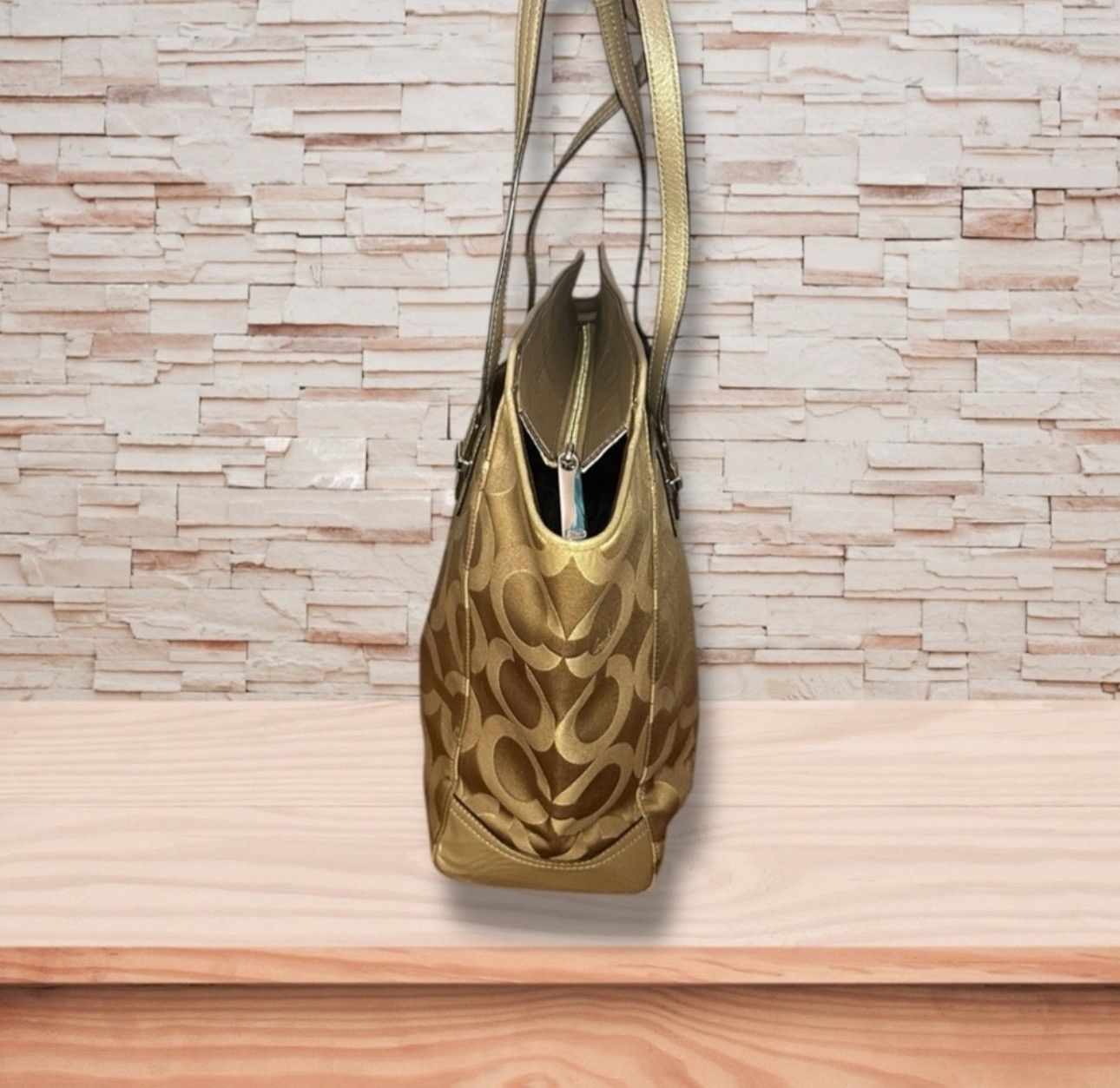 Coach Coach Taylor Op Art Signature Tote – Gold Monogram Size ONE SIZE - 6 Thumbnail
