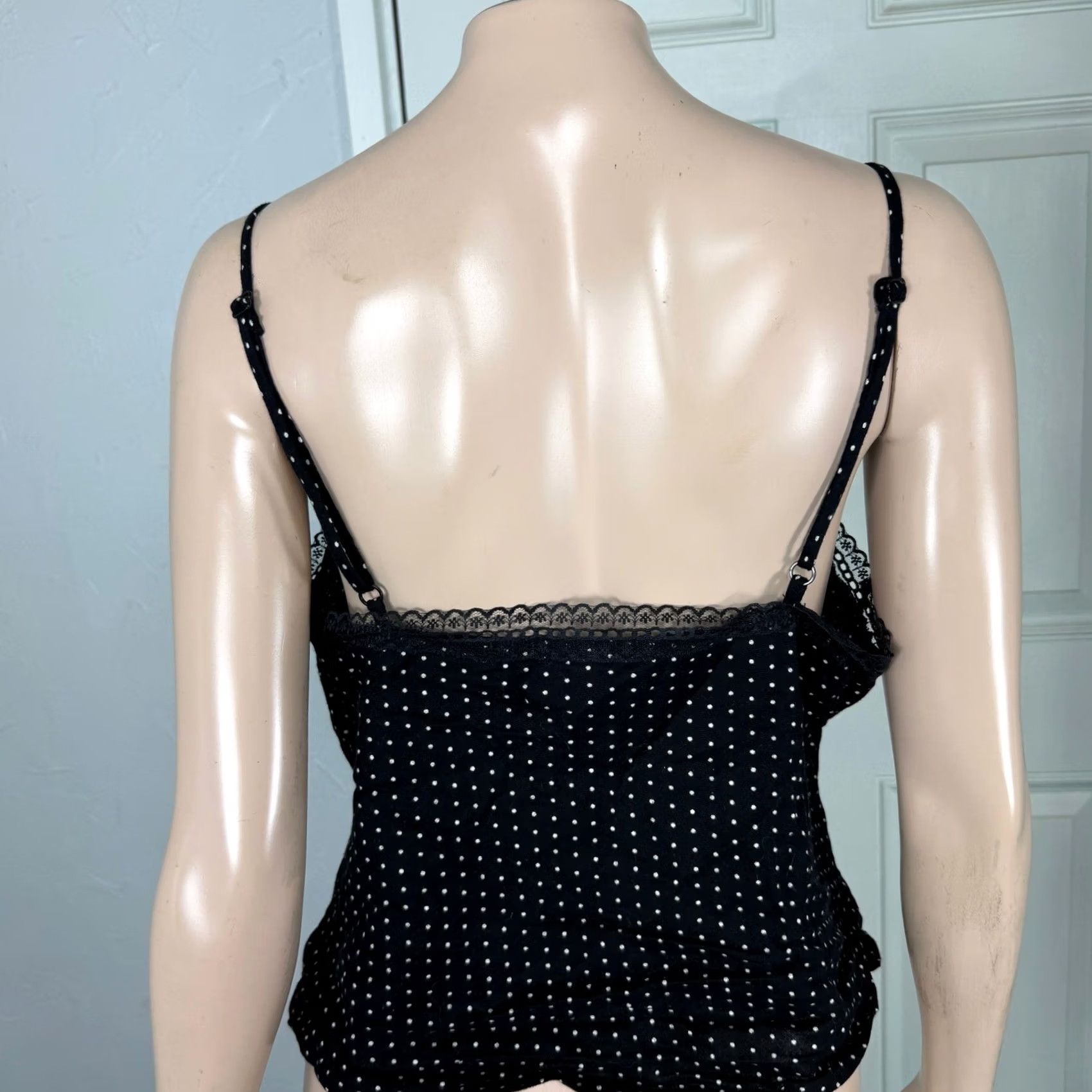 Vintage VINTAGE ruby moon Shirt L Black NOS Y2k Lace Cotton Tank top Polka Dot YY26 Size L / US 10 / IT 46 - 4 Thumbnail