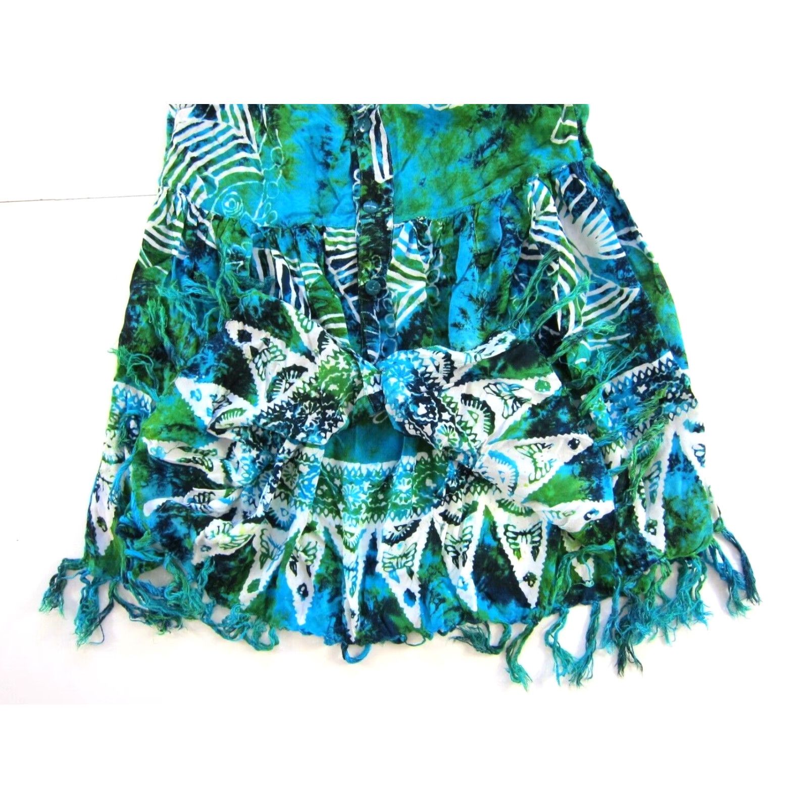 Vintage Vintage Breath! Hawaii Rayon Green Blue Tie Dye Fish Button Down Tank Dress S Size S / US 4 / IT 40 - 7 Thumbnail