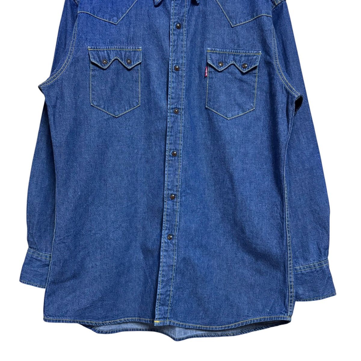 Levi's Vintage 90s Levis Big E Western Denim Shirt Selvedge Size US L / EU 52-54 / 3 - 3 Thumbnail
