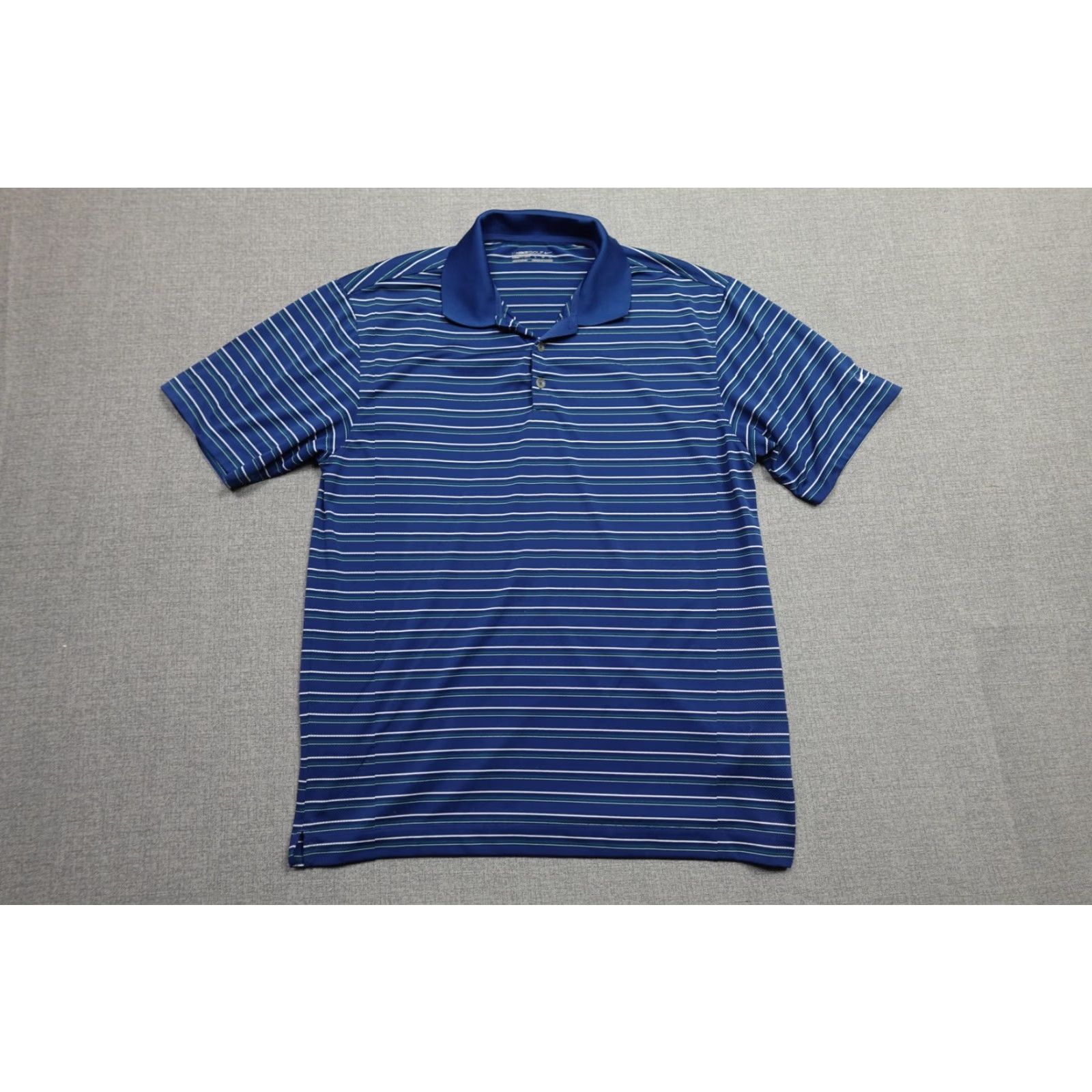 Nike Nike Golf Polo Mens L Blue Stripe FIT Dry Lightweight Short Sleeve Polo Shirt Size US L / EU 52-54 / 3 - 3 Thumbnail