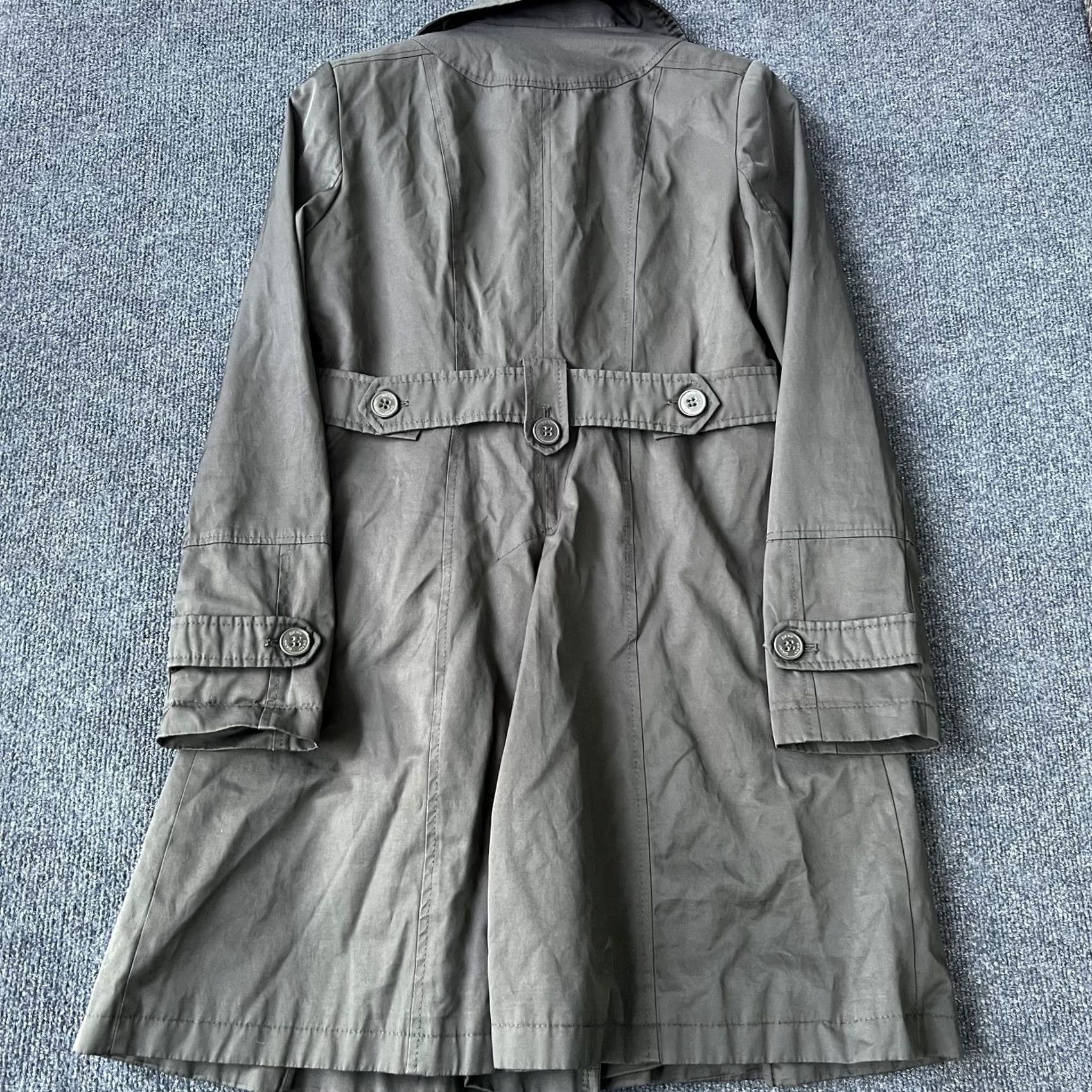 DKNY DKNY Trench Coat Womens Small Charcoal Gray Double Breasted Belted Pockets Size S / US 4 / IT 40 - 4 Thumbnail