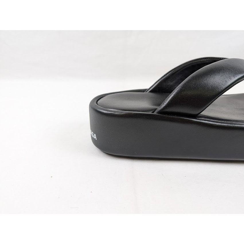 Balenciaga o1rshd1 Rise Thong Smooth Nappa/ Logo Slides in Black Size US 9 / IT 39 - 3 Thumbnail