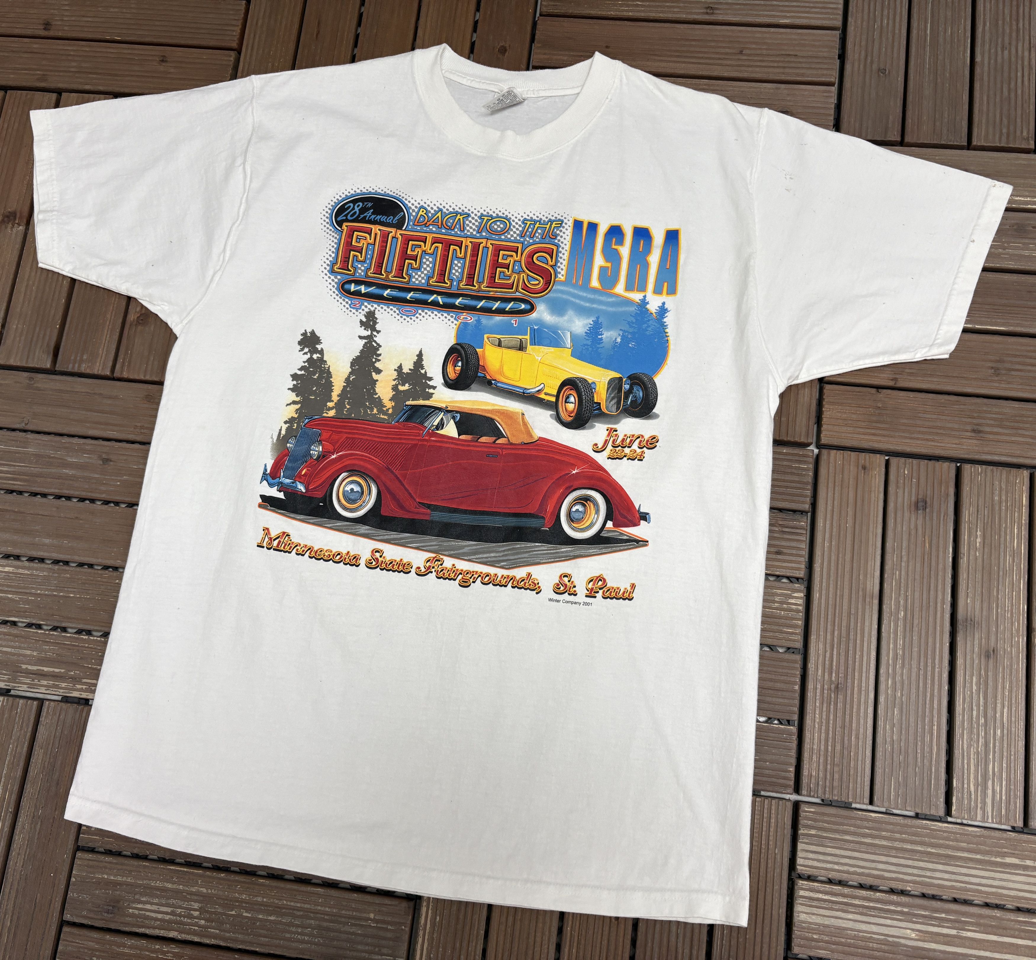 Vintage Back To The Fifties Weekend 2001 Vintage White T-Shirt Tee Size US XL / EU 56 / 4 - 3 Thumbnail