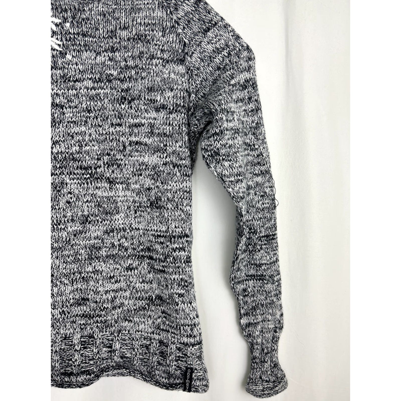 Obermeyer Obermeyer Womens Pullover Sweater Mock Neck Knit Cotton Blend Black White Medium Size M / US 6-8 / IT 42-44 - 4 Thumbnail