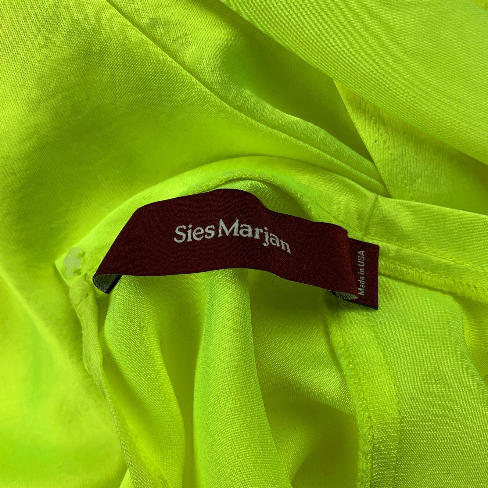 Sies Marjan 4 Neon Yellow Satin Triacetate Wrap Around Nikki Top Size S / US 4 / IT 40 - 5 Thumbnail