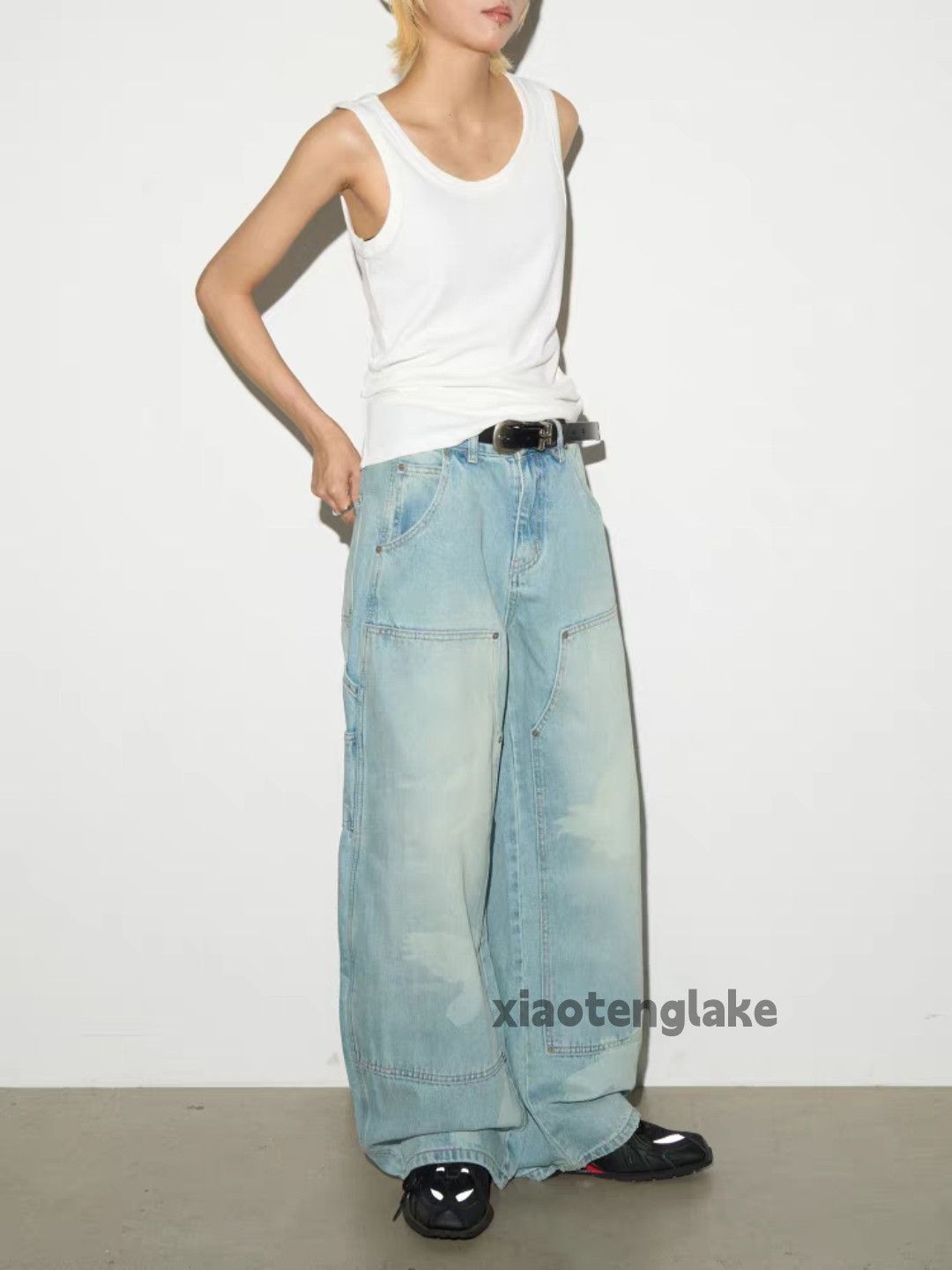 Jean Unisex washed faded punk grunge loose baggy jeans Size US 26 / EU 42 - 3 Thumbnail