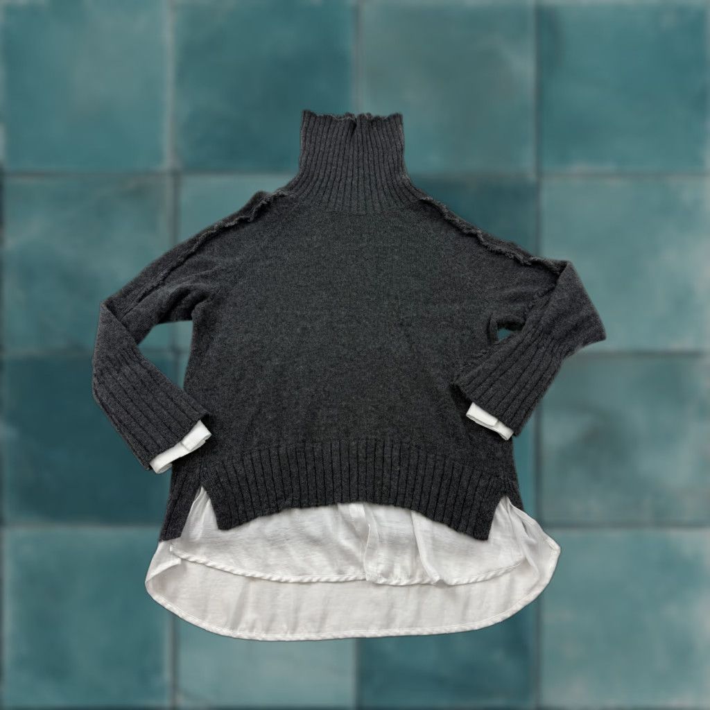 Brochu Walker Brochu Walker Sweater Womens Large Gray Wool Cashmere Turtleneck Shirttail Hem Size L / US 10 / IT 46 - 1 Thumbnail