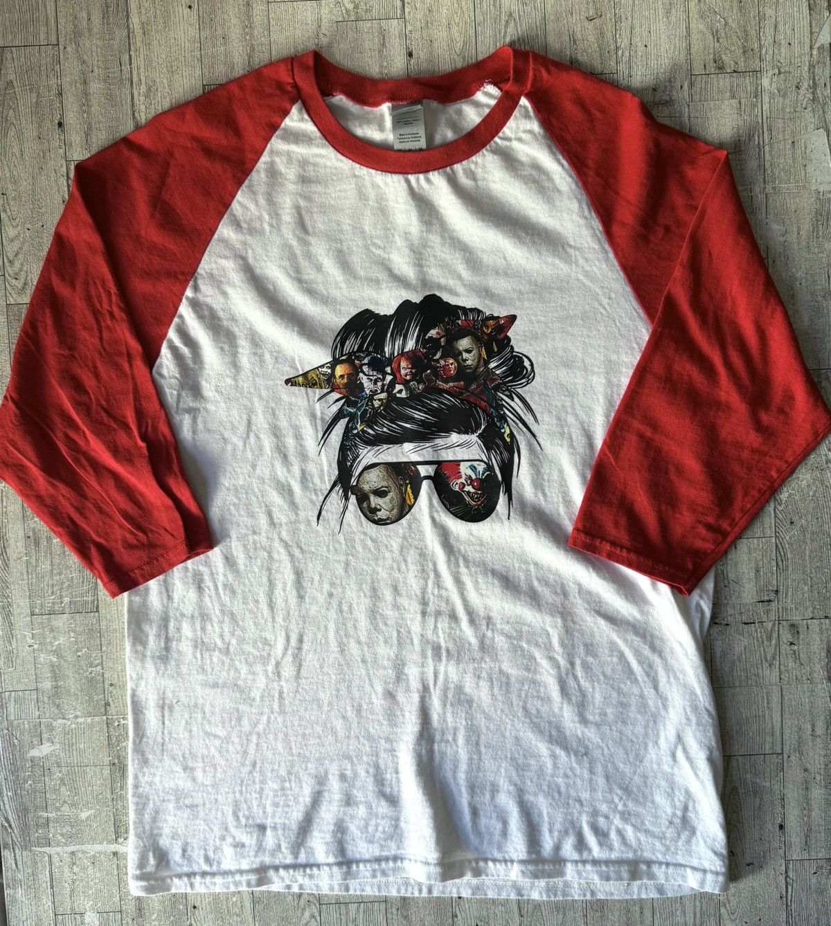Other Messy Bun/Horror Movie, Custom Halloween Raglan Tee Size M / US 6-8 / IT 42-44 - 13 Thumbnail
