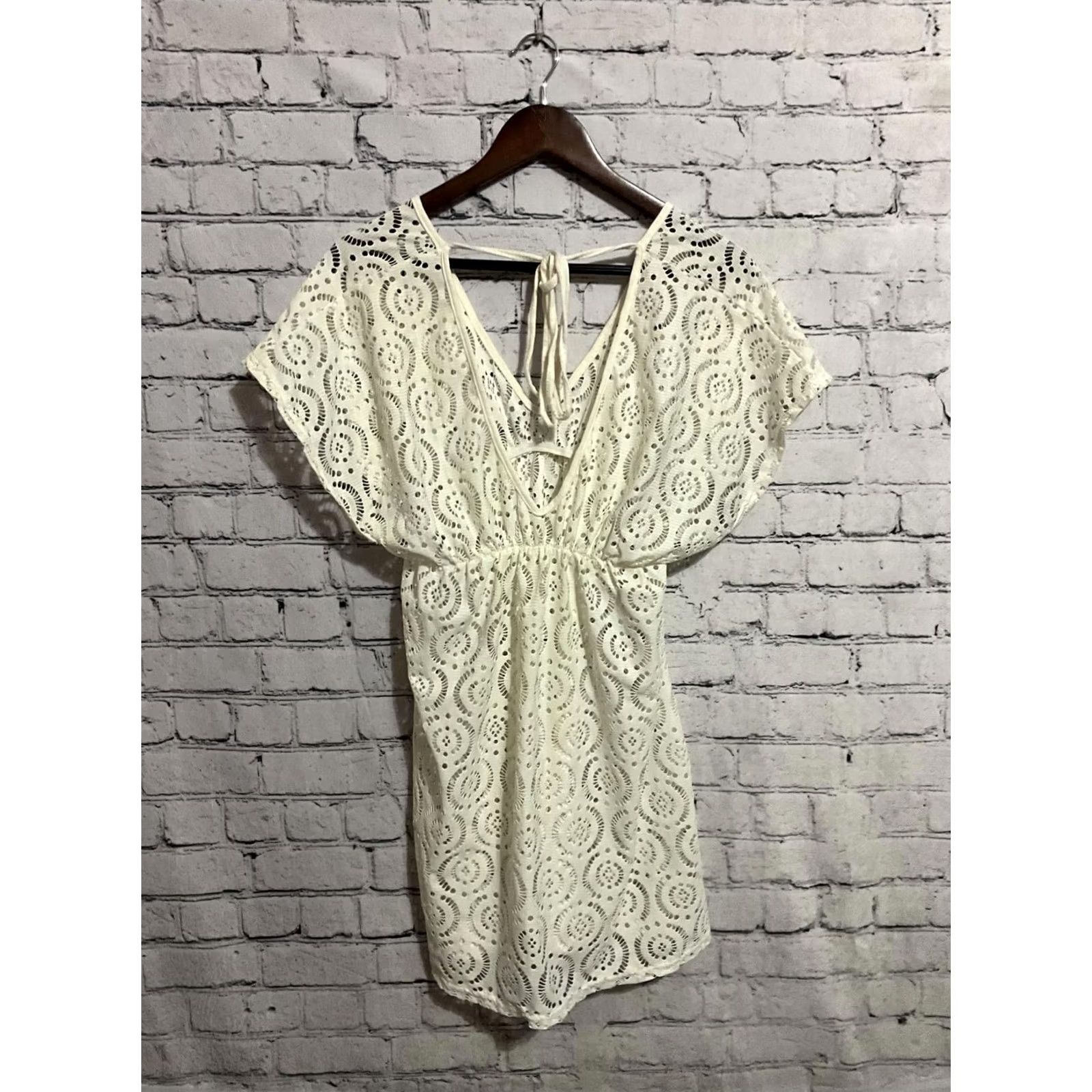 Vintage LA CLASS White Eyelet Lace Dress Sleeveless Large Women Size L / US 10 / IT 46 - 3 Thumbnail
