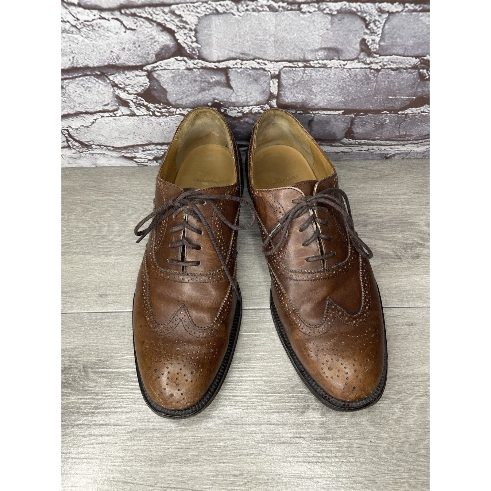 Lands' End Lands End Brown Leather WingTip Oxfords Lace Up Dress Shoes Size US 10.5 / EU 43-44 - 21 Thumbnail