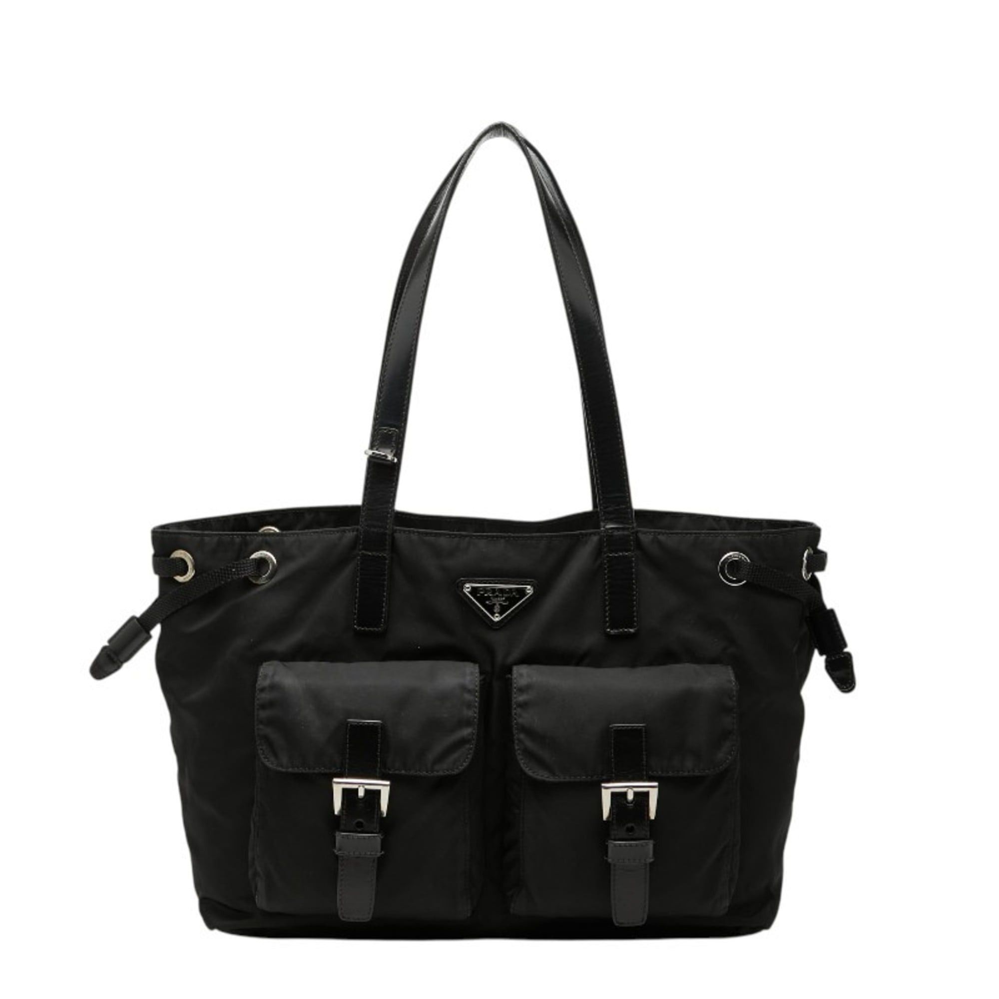 Prada Prada Triangle Logo Plate Handbag, Black Nylon, Women's PRADA Size ONE SIZE - 1 Thumbnail