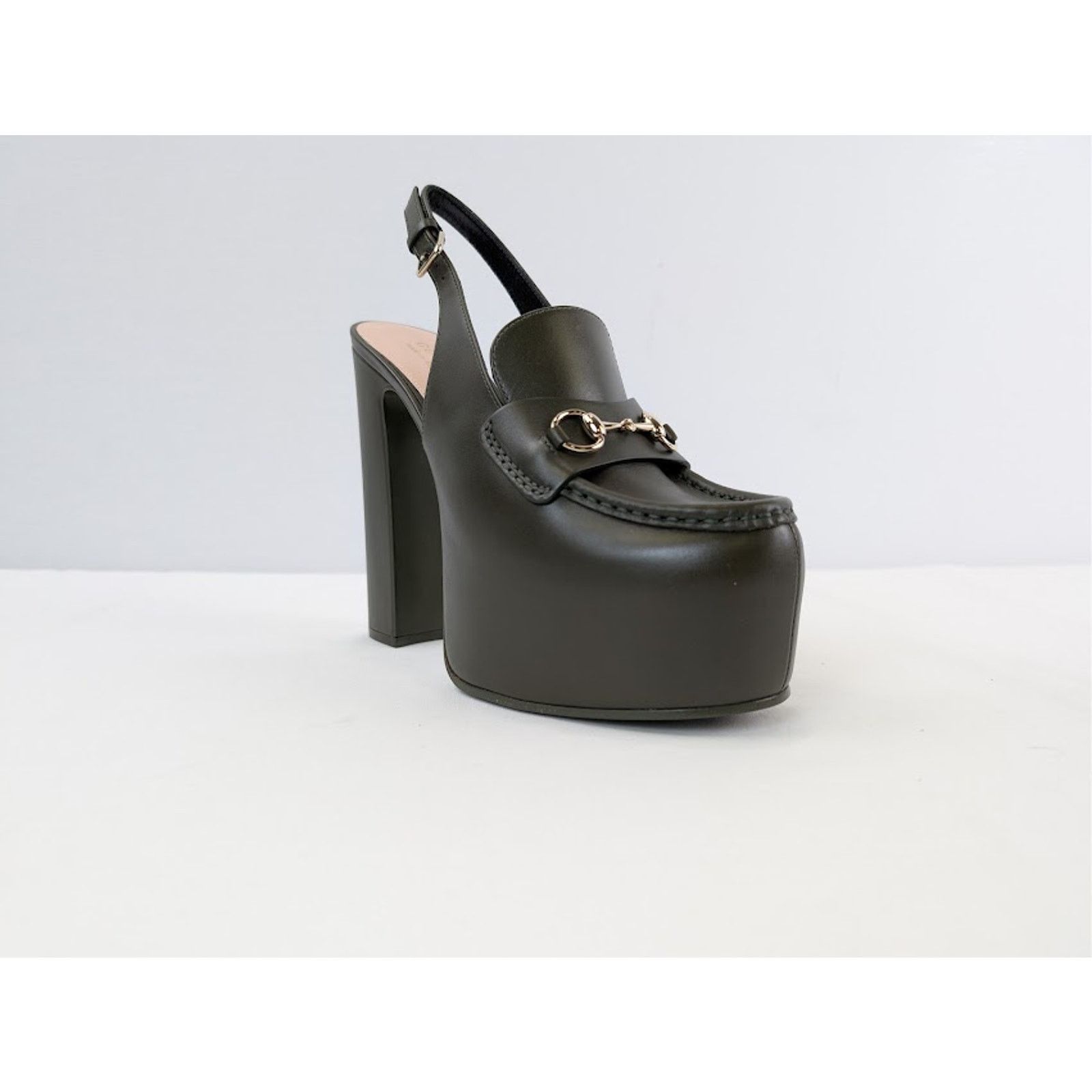 Gucci o1rshd1 Leather Real Platform Loafer Pump Sandal in Green Size US 11 / IT 41 - 3 Thumbnail