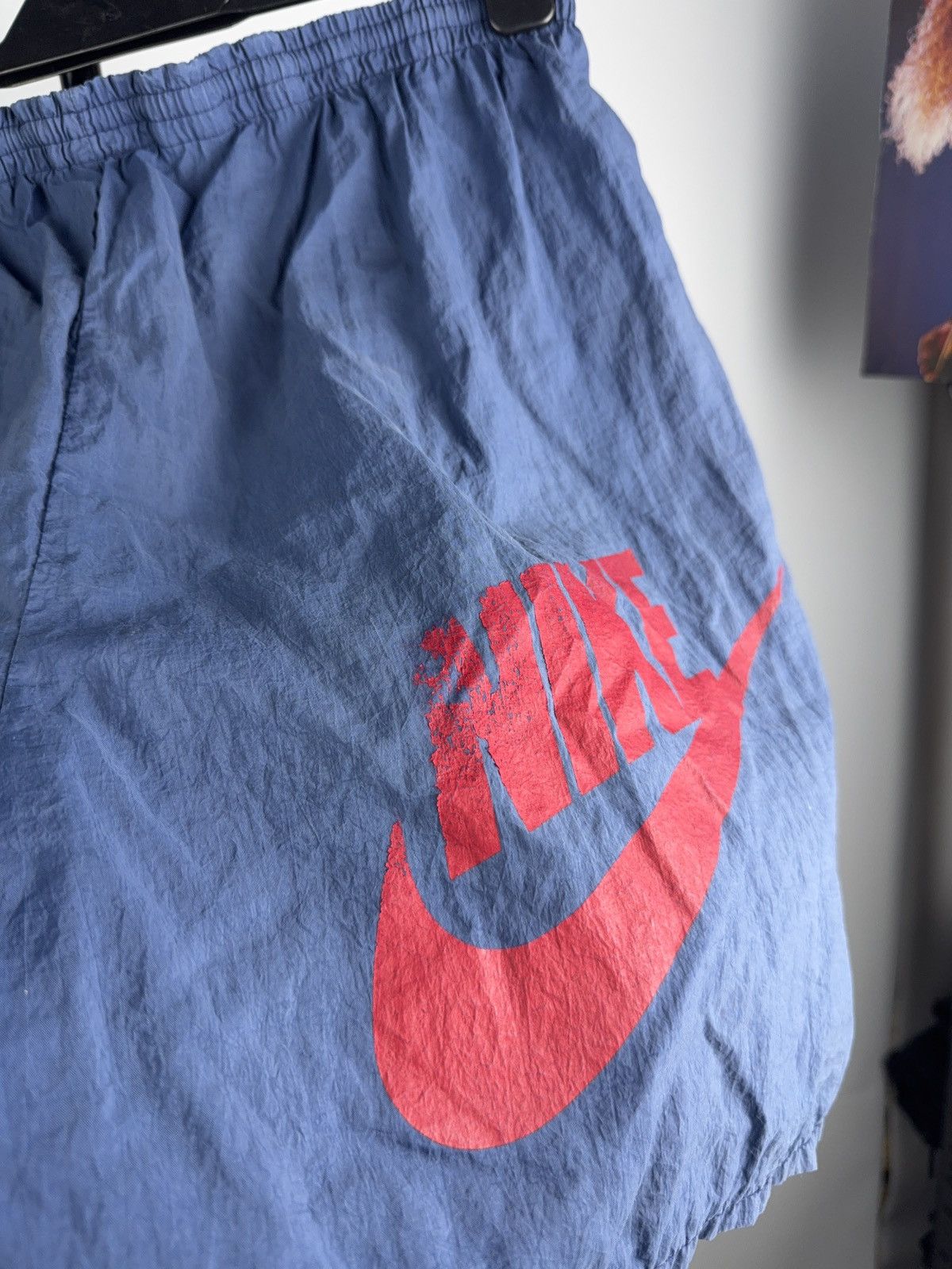 Nike 80s Retro Vintage Nike Swim Shorts Faded Blue Big Logo Y2K L Size US 35 - 17 Thumbnail