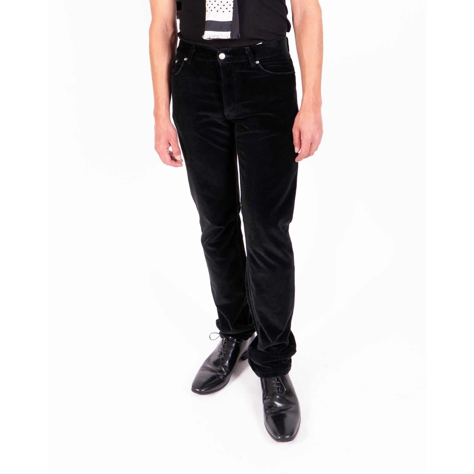 Helmut Lang FW97 Straight-Leg Jeans in Black Velvet Size US 30 / EU 46 - 1 Thumbnail