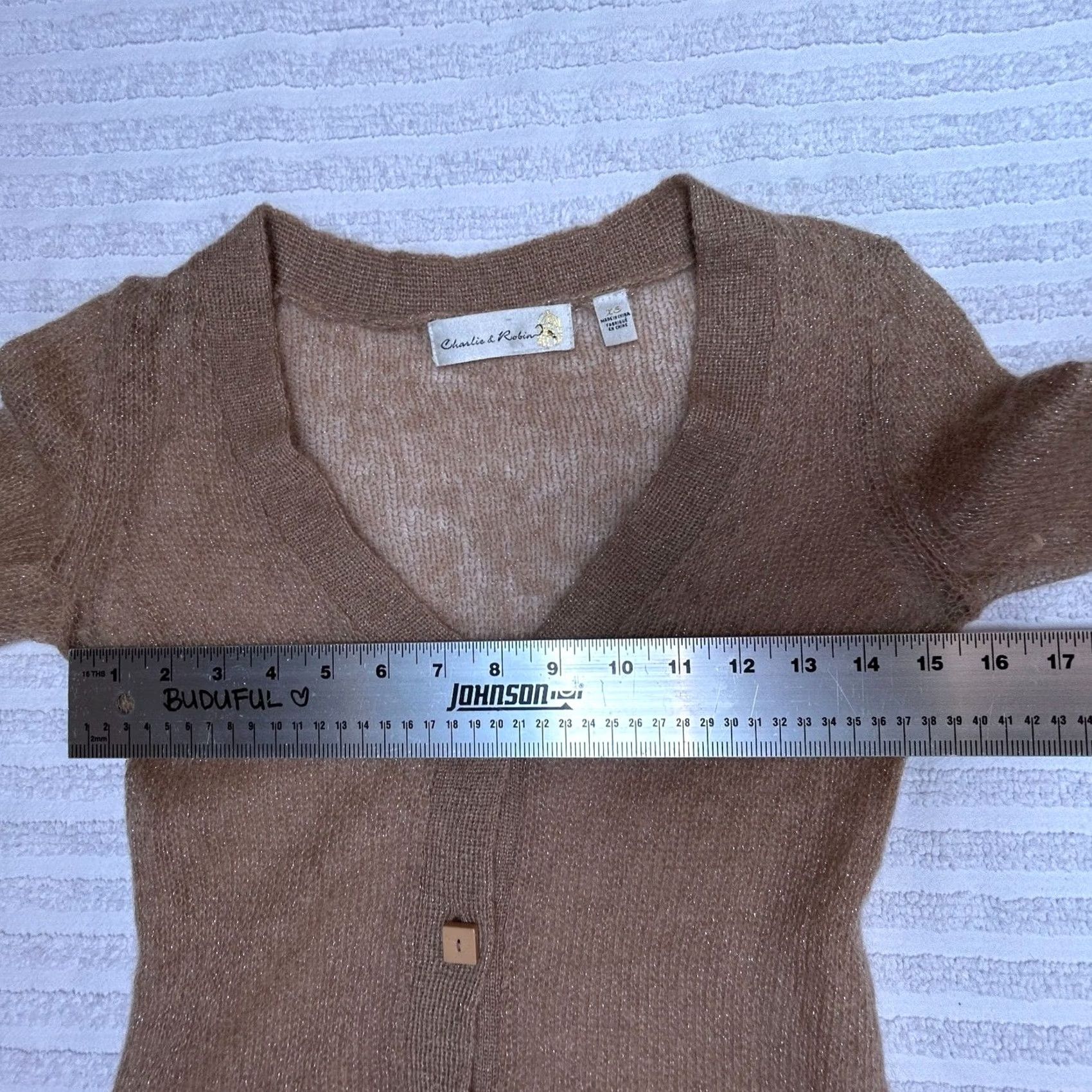 Anthropologie Anthropologie Charlie & Robin Women's Cardigan Sweater V-Neck Beige Size XS Size XS / US 0-2 / IT 36-38 - 3 Thumbnail