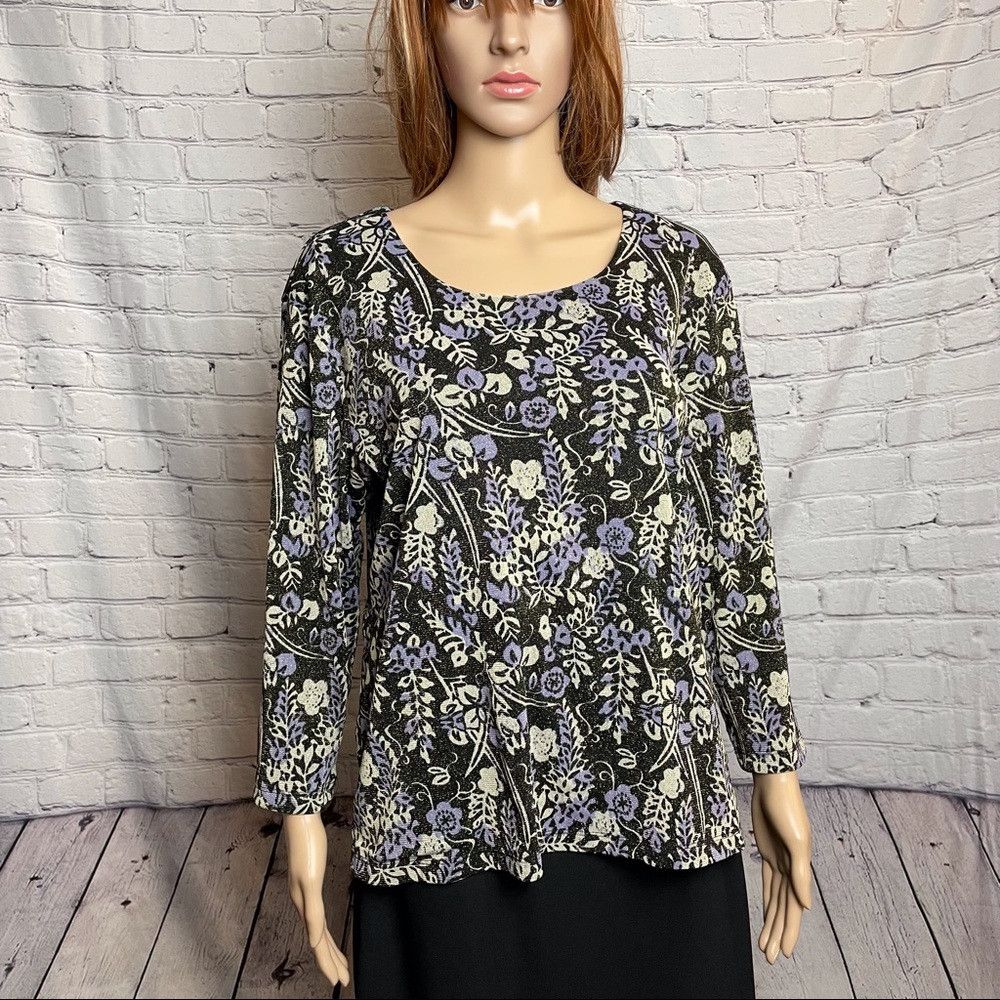 JM Collection JM Collection Floral Sparkle top Size L Size L / US 10 / IT 46 - 1 Thumbnail