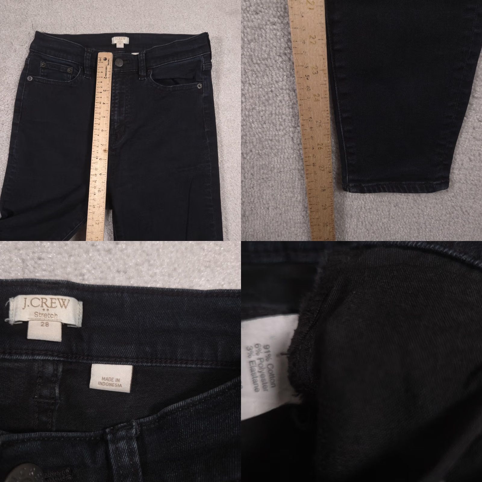 J.Crew J.CREW Jeans Womens 28 Black Charcoal Wash Mid Rise Skinny Slim Denim Jeans Size 28" / US 6 / IT 42 - 8 Thumbnail