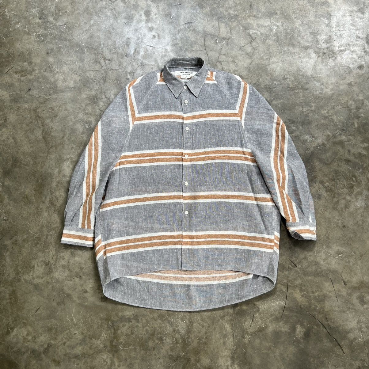 Junya Watanabe AD 2015 Junya Watanabe Linen Stripe Long Sleeve Shirt Size US S / EU 44-46 / 1 - 1 Thumbnail