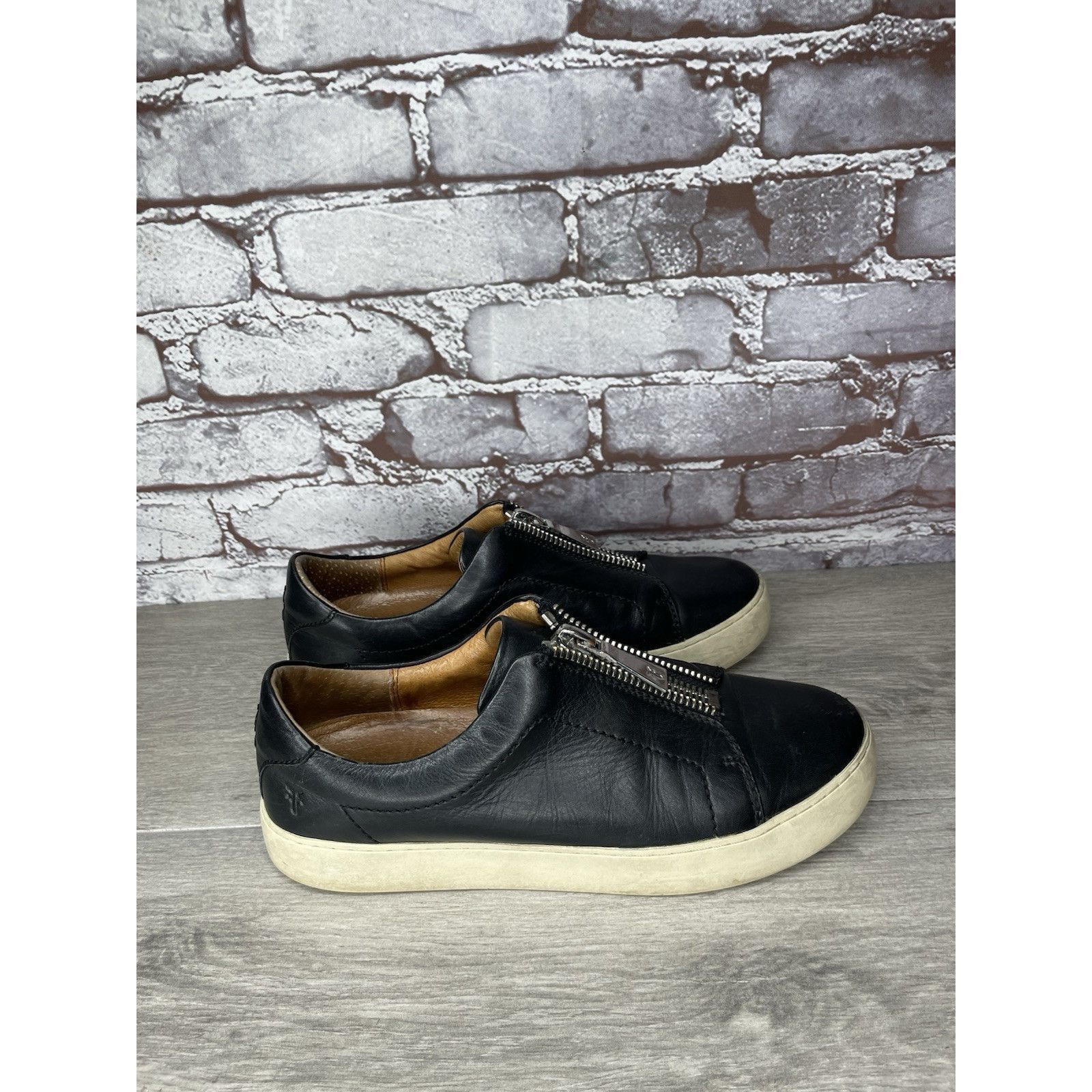 Frye Frye Lena Black Leather Front Zip Platform Shoes Loafers Wom Size US 8.5 / IT 38.5 - 3 Thumbnail