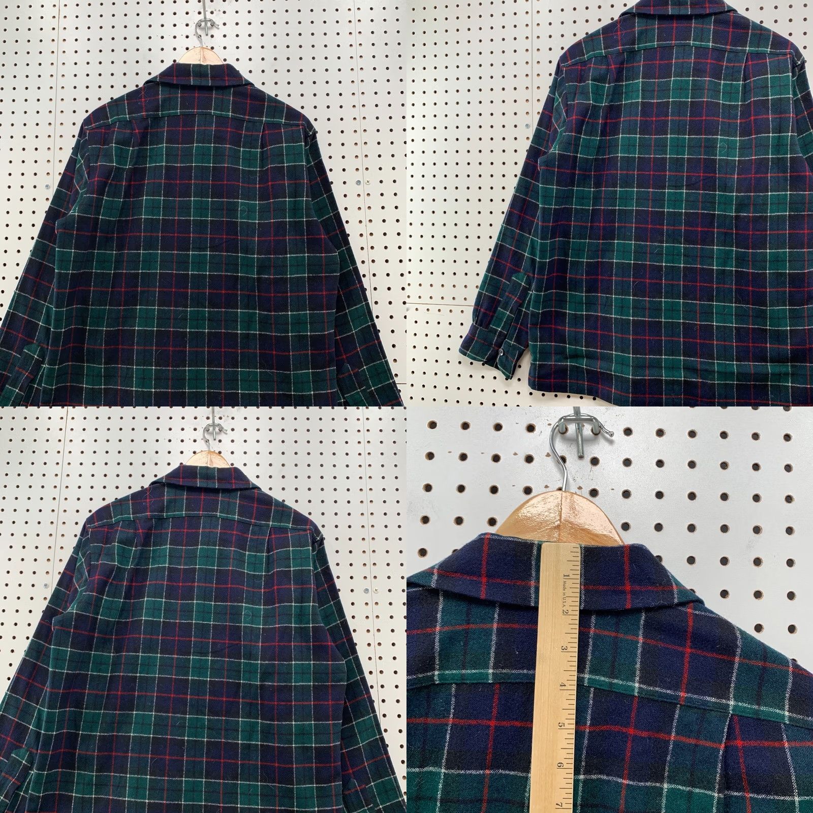 Pendleton VINTAGE 70s Pendleton Wool Board Shirt Green Tartan Plaid Button Loop USA M Mens Size US M / EU 48-50 / 2 - 9 Thumbnail