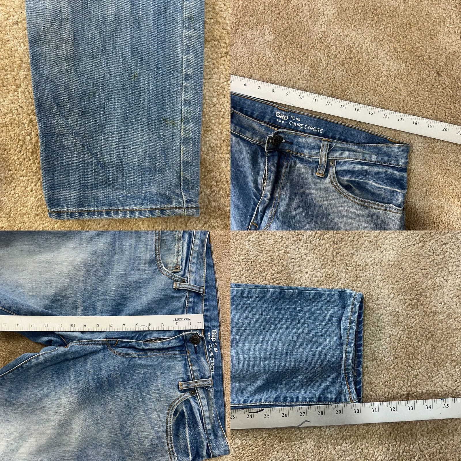 Gap Gap 1969 Jeans Men’s 34x30 Blue Denim Slim Straight 5-Pocket Design Denim Cotton Blend Button Zip Pockets Regular Size Type Jeans Mens Size US 34 / EU 50 - 8 Thumbnail