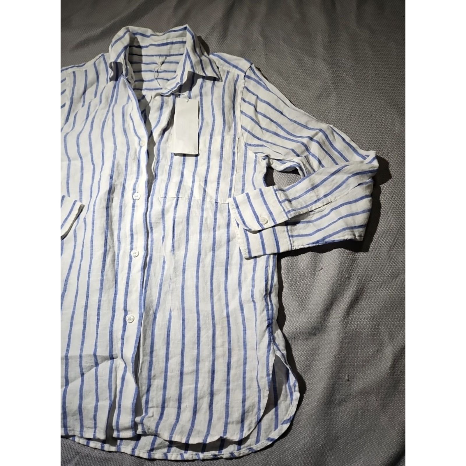 Arket Arket Shirt Womens Small Uk 34 Blue White100% Linen Button Up Slouchy Blouse Size S / US 4 / IT 40 - 6 Thumbnail