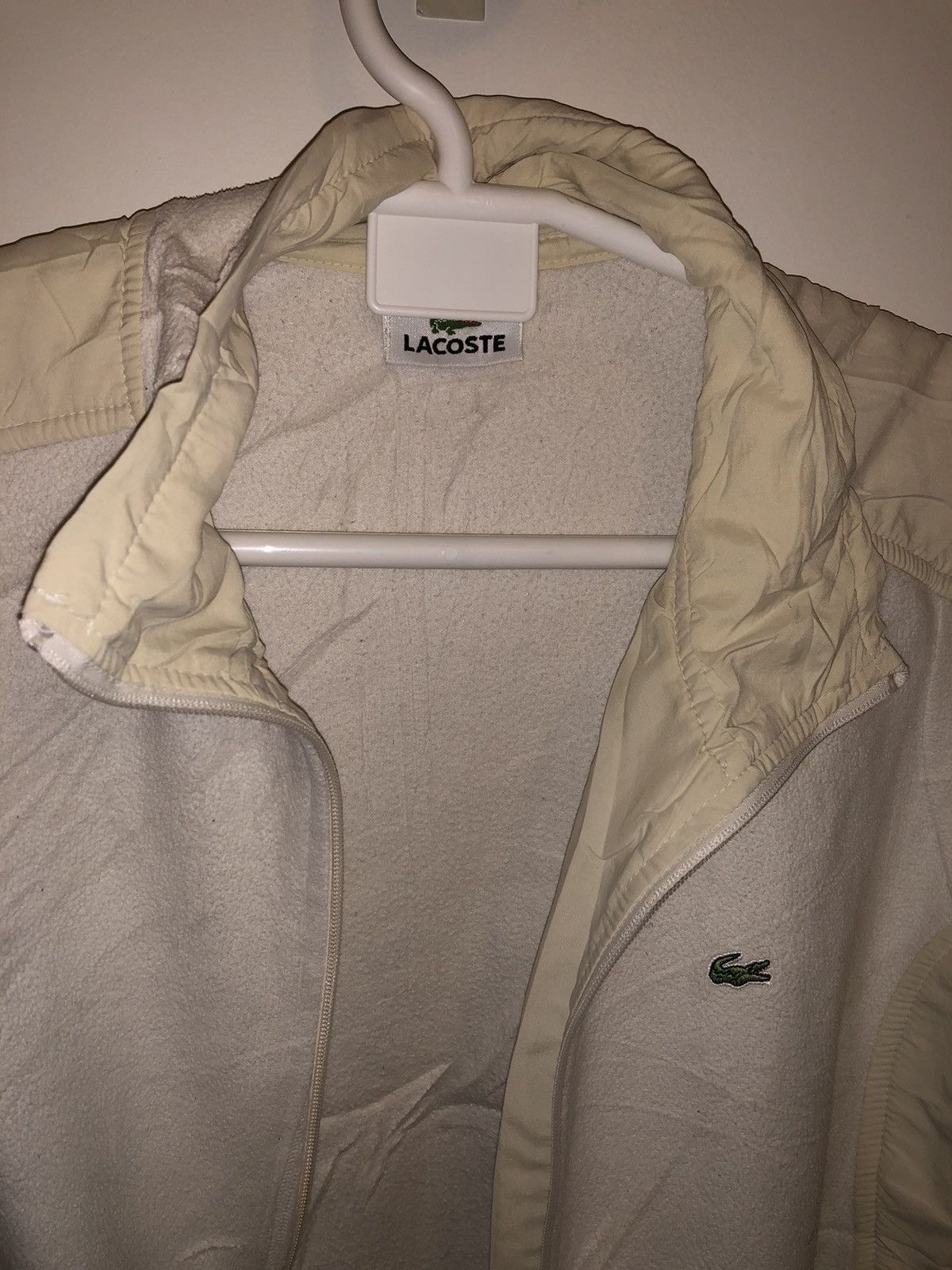 Lacoste × Vintage White and cream vintage retro Lacoste Fleece Jacket Size S / US 4 / IT 40 - 2 Thumbnail