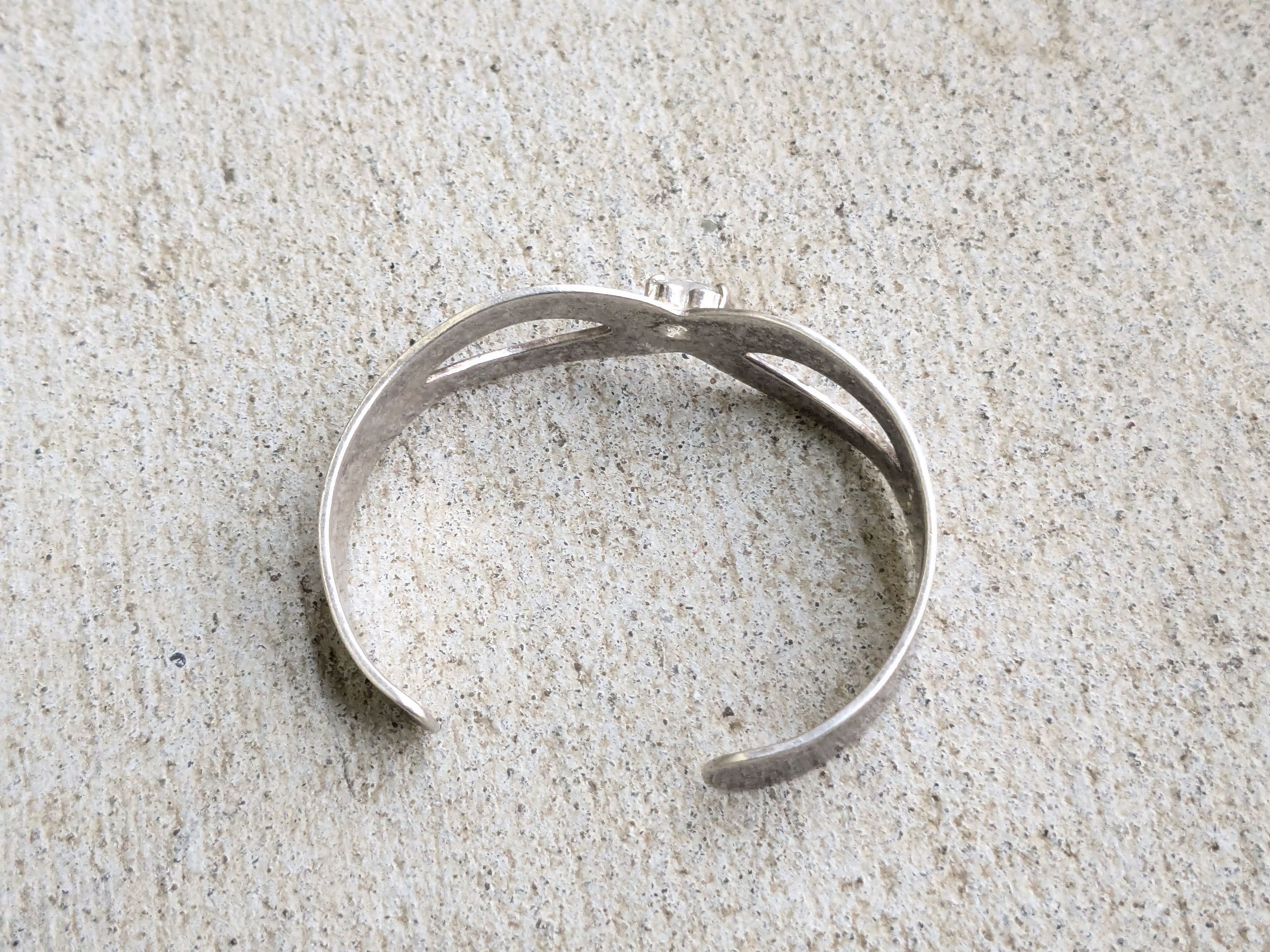 Jewelry × Vintage Vintage Sterling Silver Bracelet Cuff 5.5" Heart CZ Y2K Size ONE SIZE - 4 Thumbnail