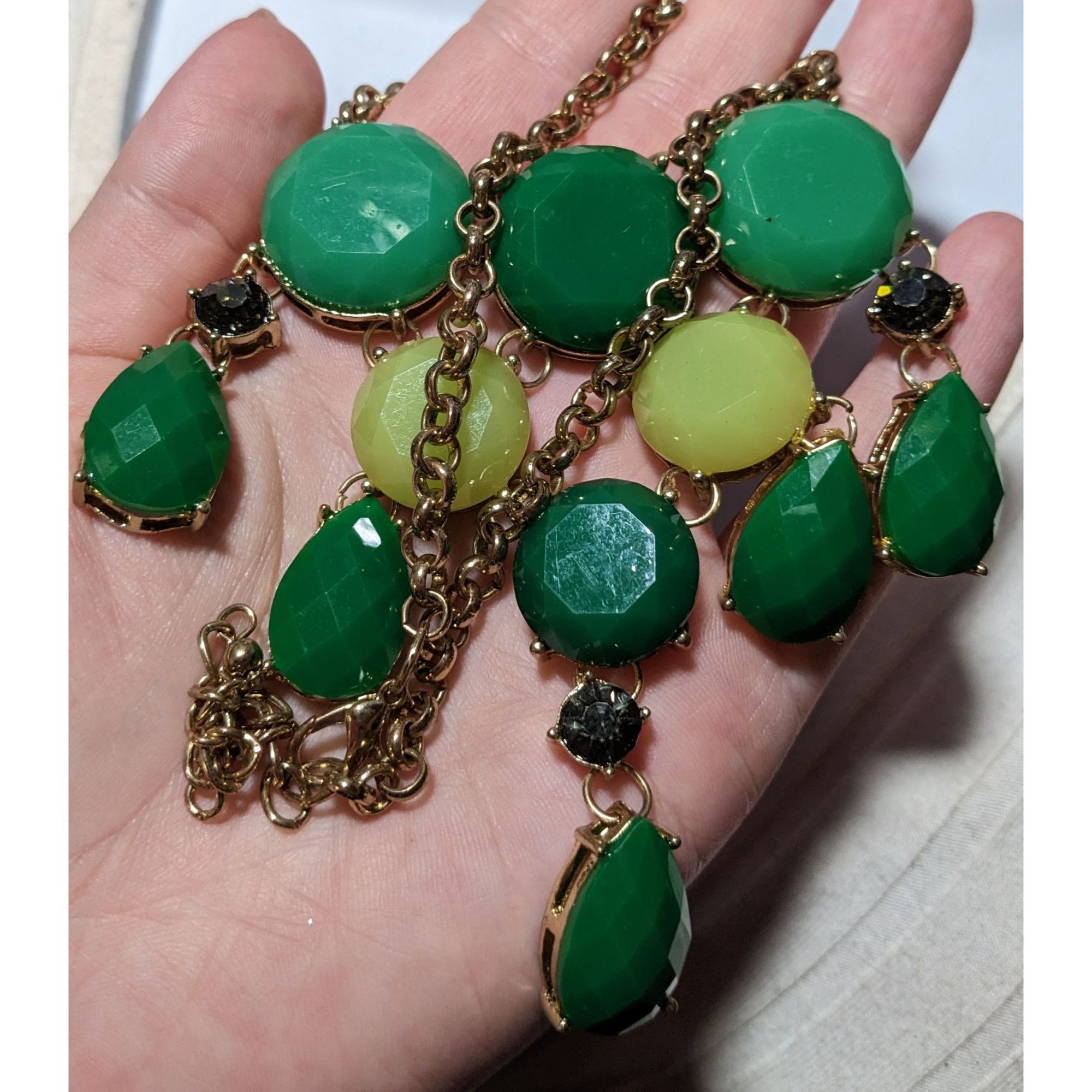 Other Y2K Glam Green Gemmed Fringe Statement Necklace Size ONE SIZE - 7 Thumbnail