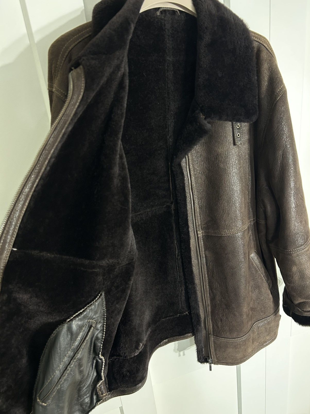 Other Mens Jacket Pilot natural Sheepskin leather XL Size US XL / EU 56 / 4 - 3 Thumbnail