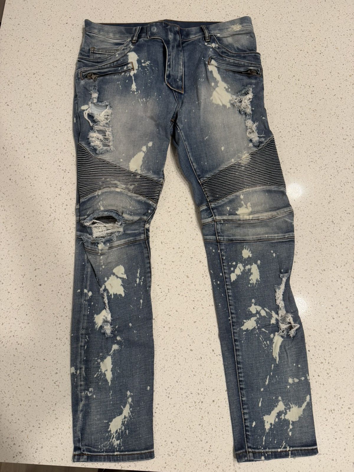 balmain 15AW destroy biker jeans 27 BALMAIN Balmain Distressed 