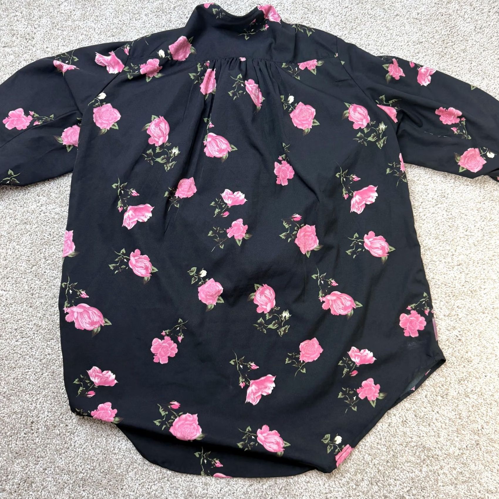 Vintage M.P.H. Collection Dress Womens 2X Black Floral Mock Neck 3/4 Sleeve Knee Length Size XXL / US 16-18 / IT 52-54 - 5 Thumbnail