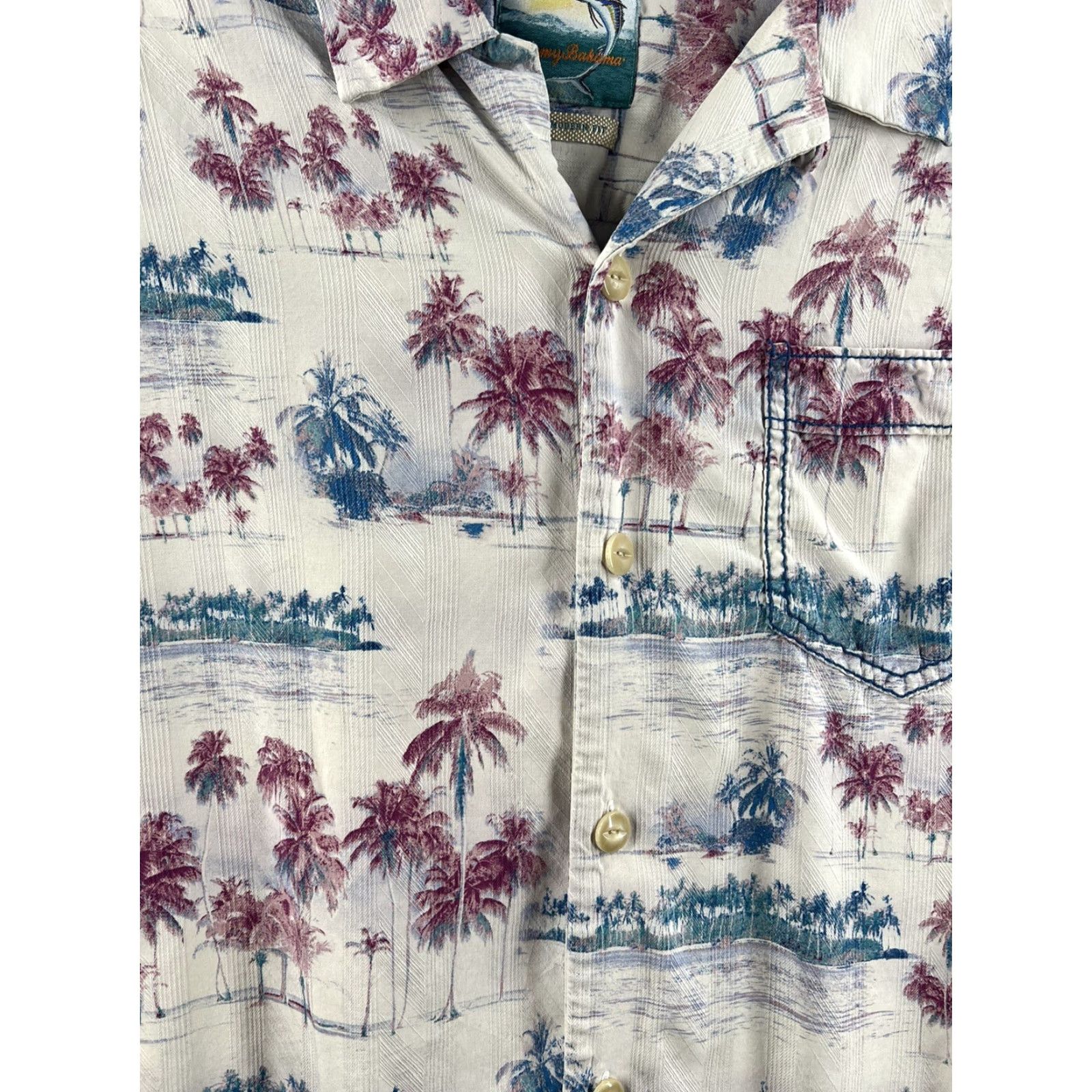 Tommy Bahama Tommy Bahama Mens XL Short Sleeve Button Down Shirt Solid White Pink Floral Shirt Mens XL White Floral Modern Tommy Bahama Shirt Size US XL / EU 56 / 4 - 2 Thumbnail