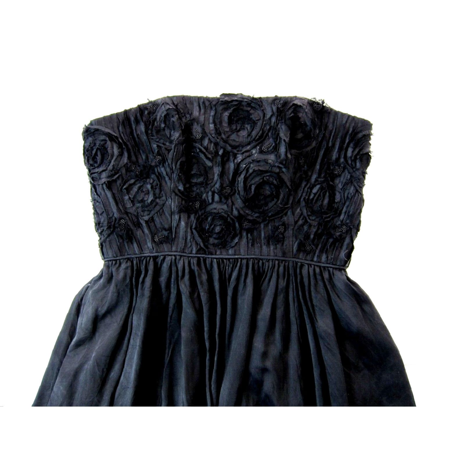 Laundry by Shelli Segal VINTAGE Shelli Segal Laundry 100% Silk Black Strapless Beaded Embroidered Floral Dress 6 Size M / US 6-8 / IT 42-44 - 4 Thumbnail
