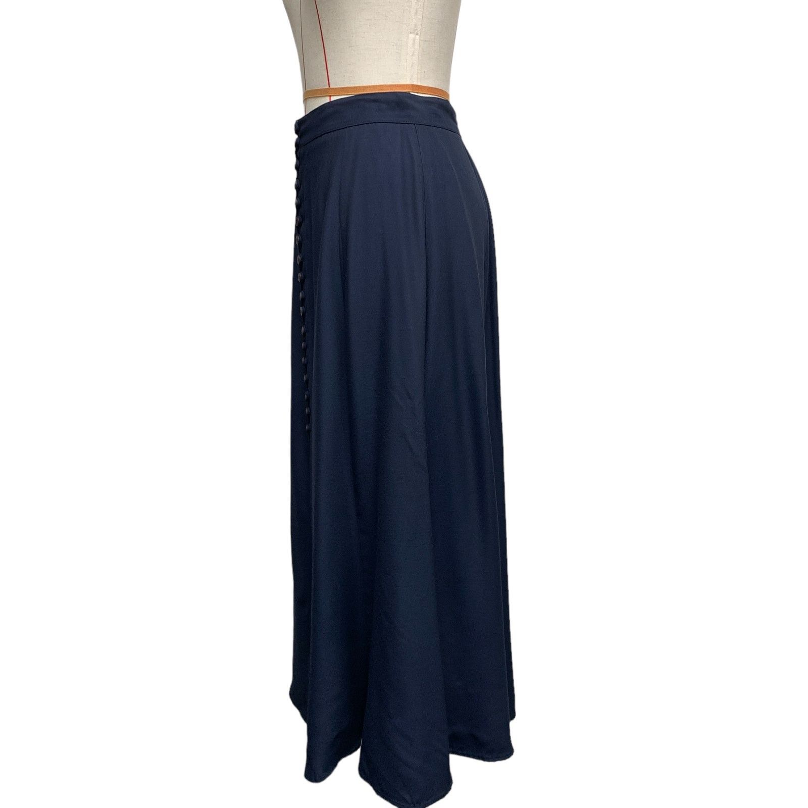 Vintage Vintage Stage Blue Button Front Flowy High Waist Skirt Size 28" / US 6 / IT 42 - 3 Thumbnail