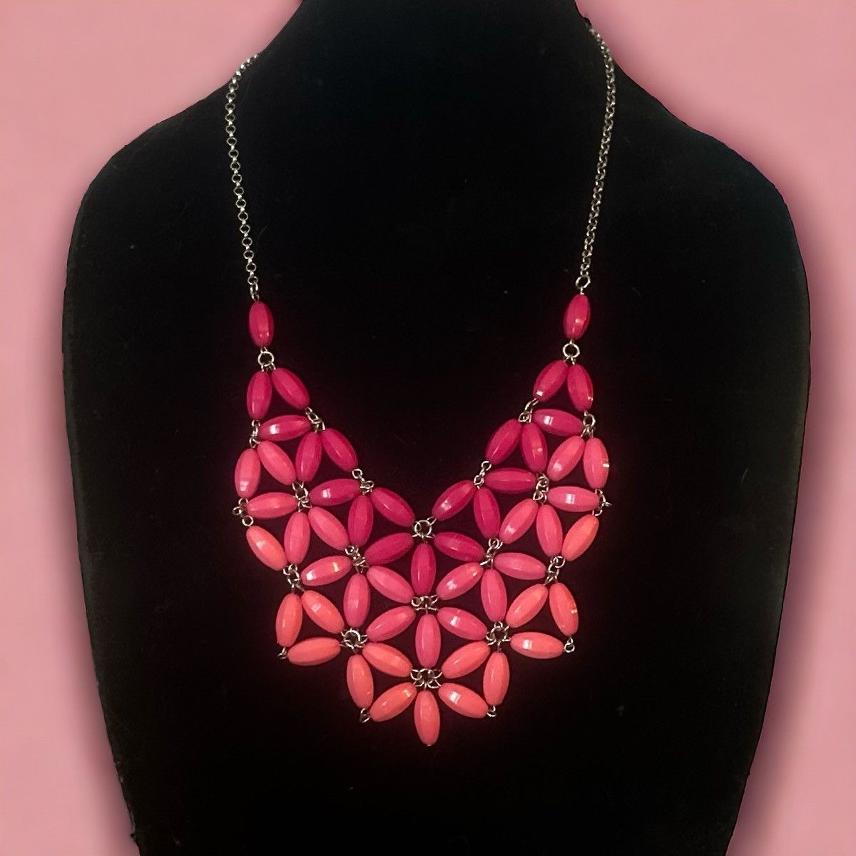 Other Two tone pink flower bib necklace Size ONE SIZE - 1 Thumbnail