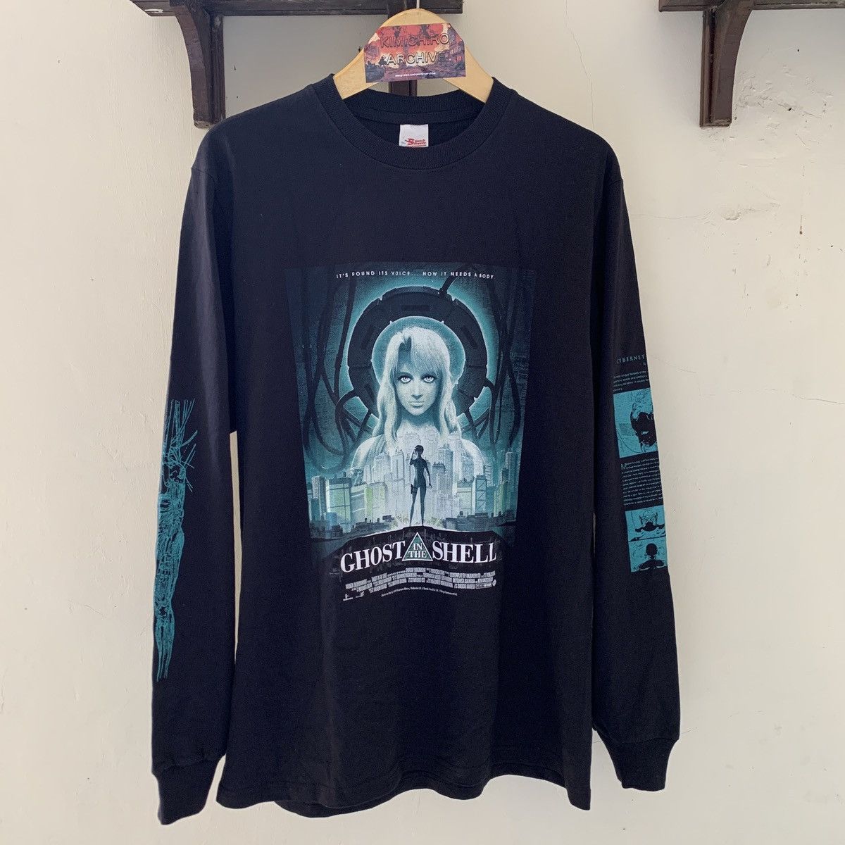 image of Gits Long sleeve X Ghost In The Shell X Anime Tee X Japan Anime in Black, Men's (Size Large)