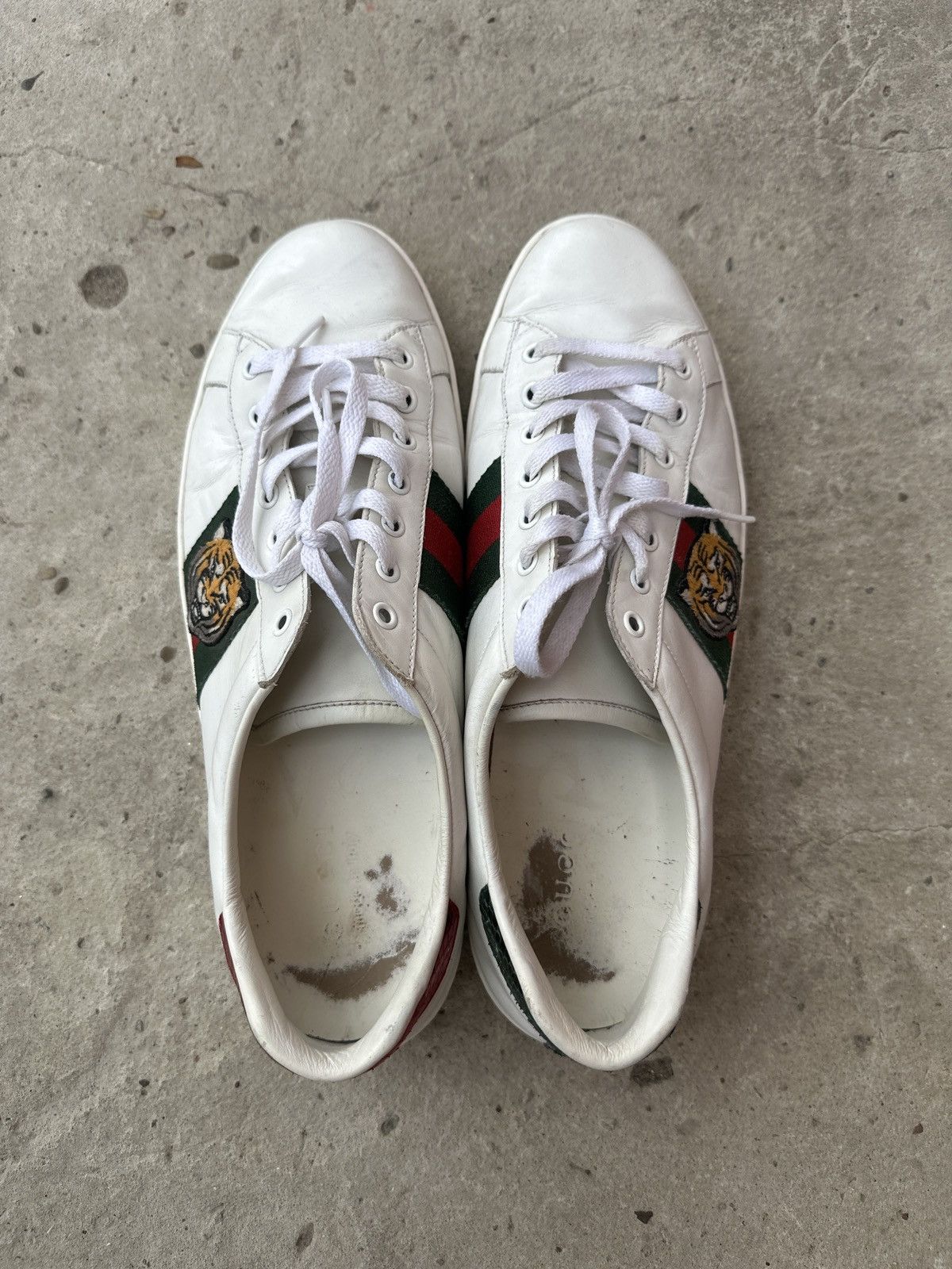 Gucci Vintage Gucci Ace Tiger Leather Sneakers Luxury Old Money Size US 12.5 / EU 45-46 - 15 Thumbnail