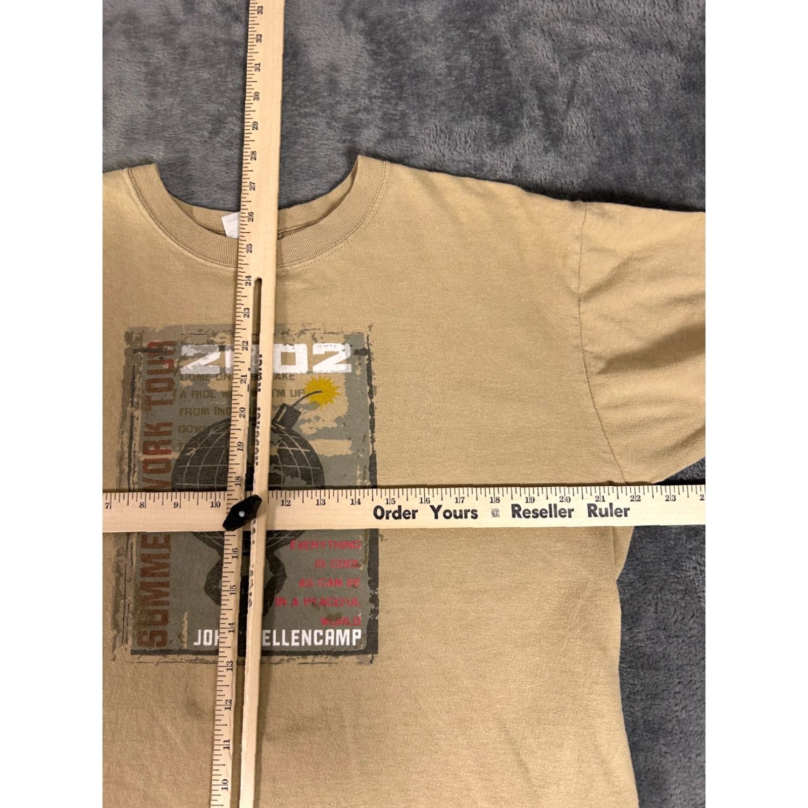 Anvil John Mellencamp 2002 Summer Tour T-Shirt Large Tan Anvil Vintage Rock Concert T Size US L / EU 52-54 / 3 - 6 Thumbnail