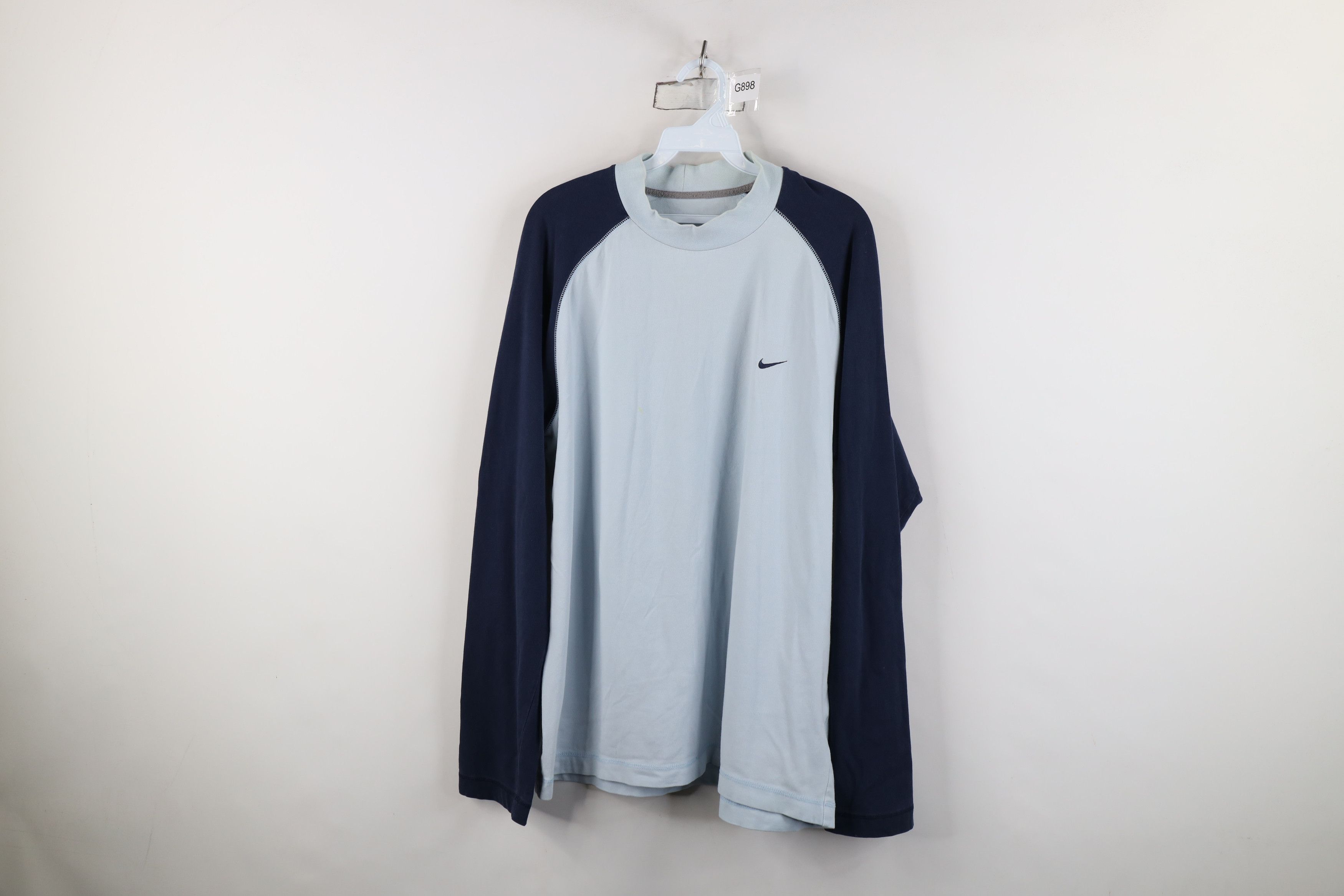 Nike Vintage 90s Y2K Nike Mini Swoosh Mock Neck Raglan T-Shirt Size US L / EU 52-54 / 3 - 1 Thumbnail