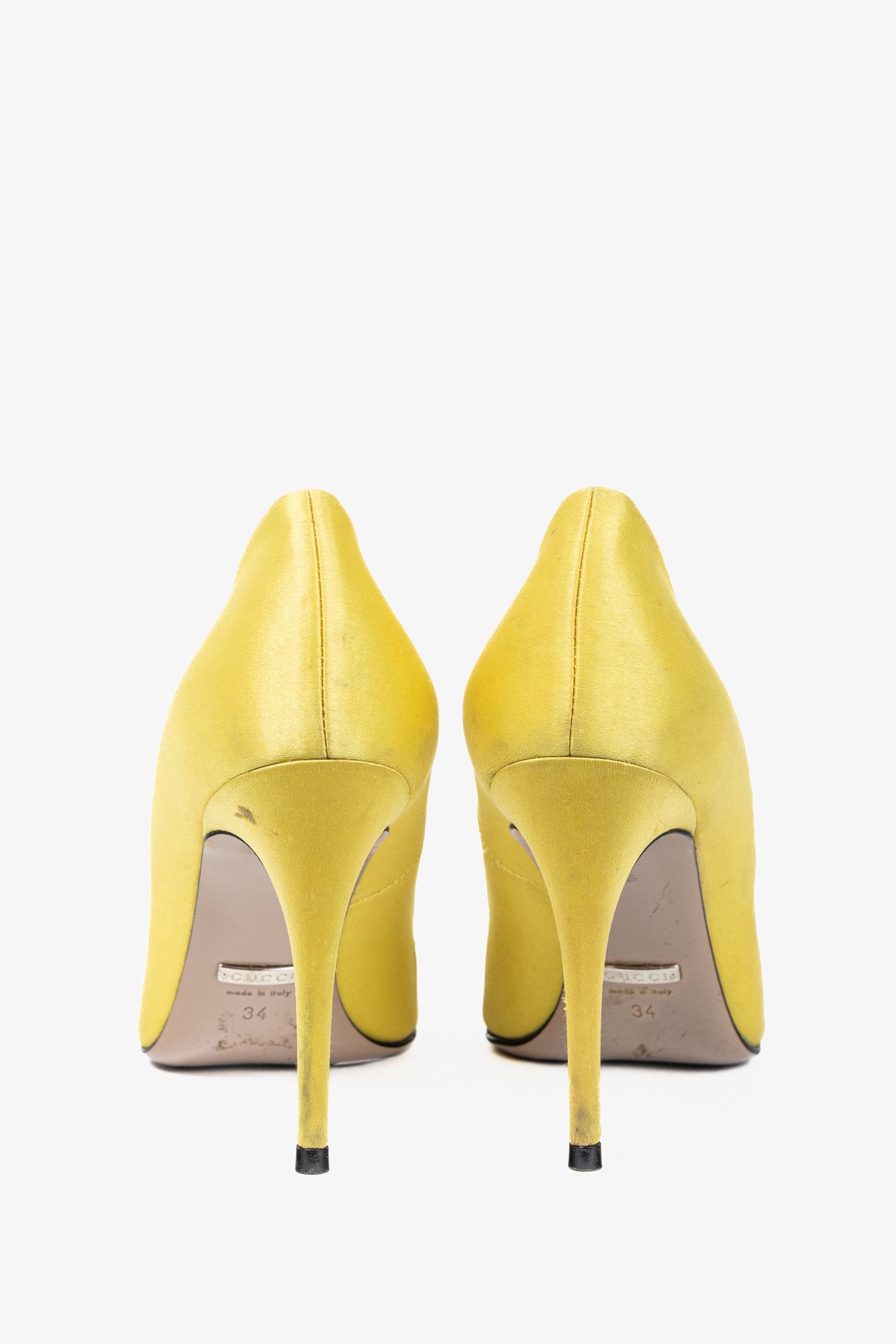 Gucci Gucci Yellow Raso Seta Crystal-GG Pointed-Toe Pumps Size US 4 / IT 34 - 3 Thumbnail