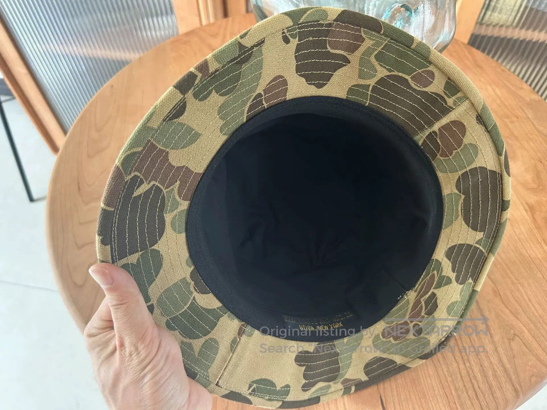 Freewheelers camo pattern wide-brim bucket hat. Size ONE SIZE - 4 Thumbnail