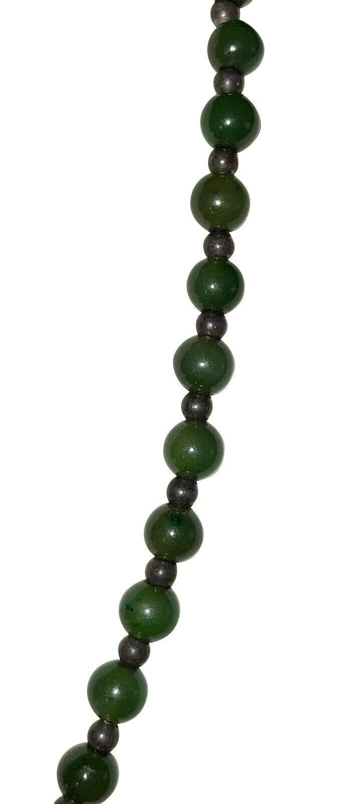 Jaded London Nephrite Jade and Sterling Silver Bead Necklace Size ONE SIZE - 4 Thumbnail