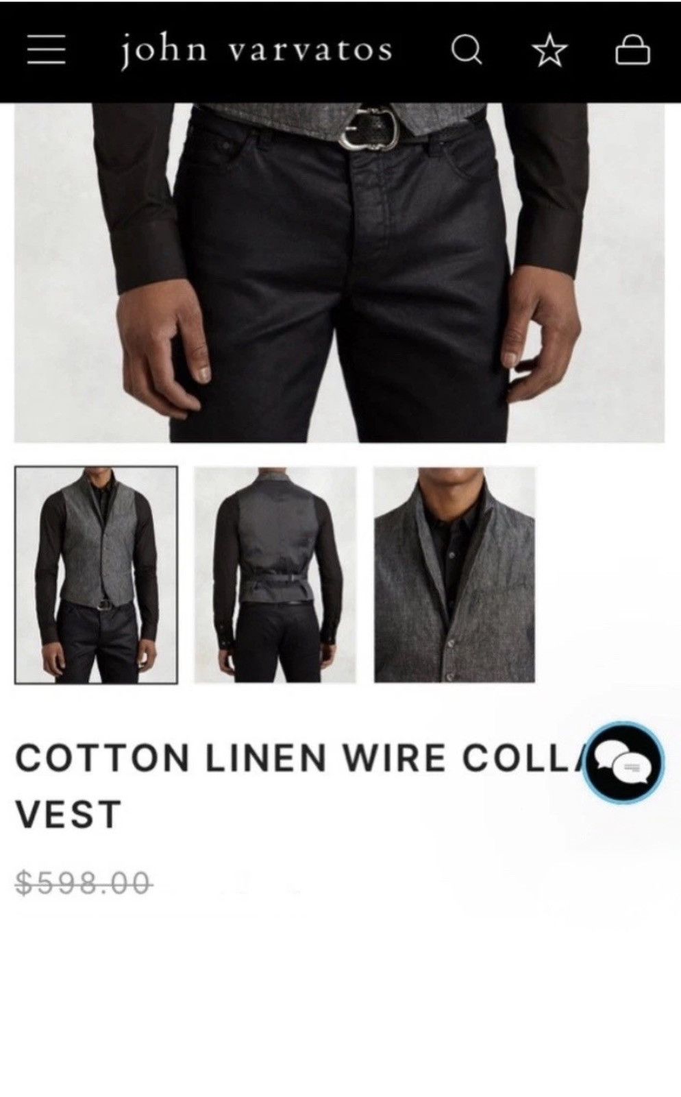 John Varvatos Woodward Vest EU 52 USA 42 Size US L / EU 52-54 / 3 - 5 Thumbnail