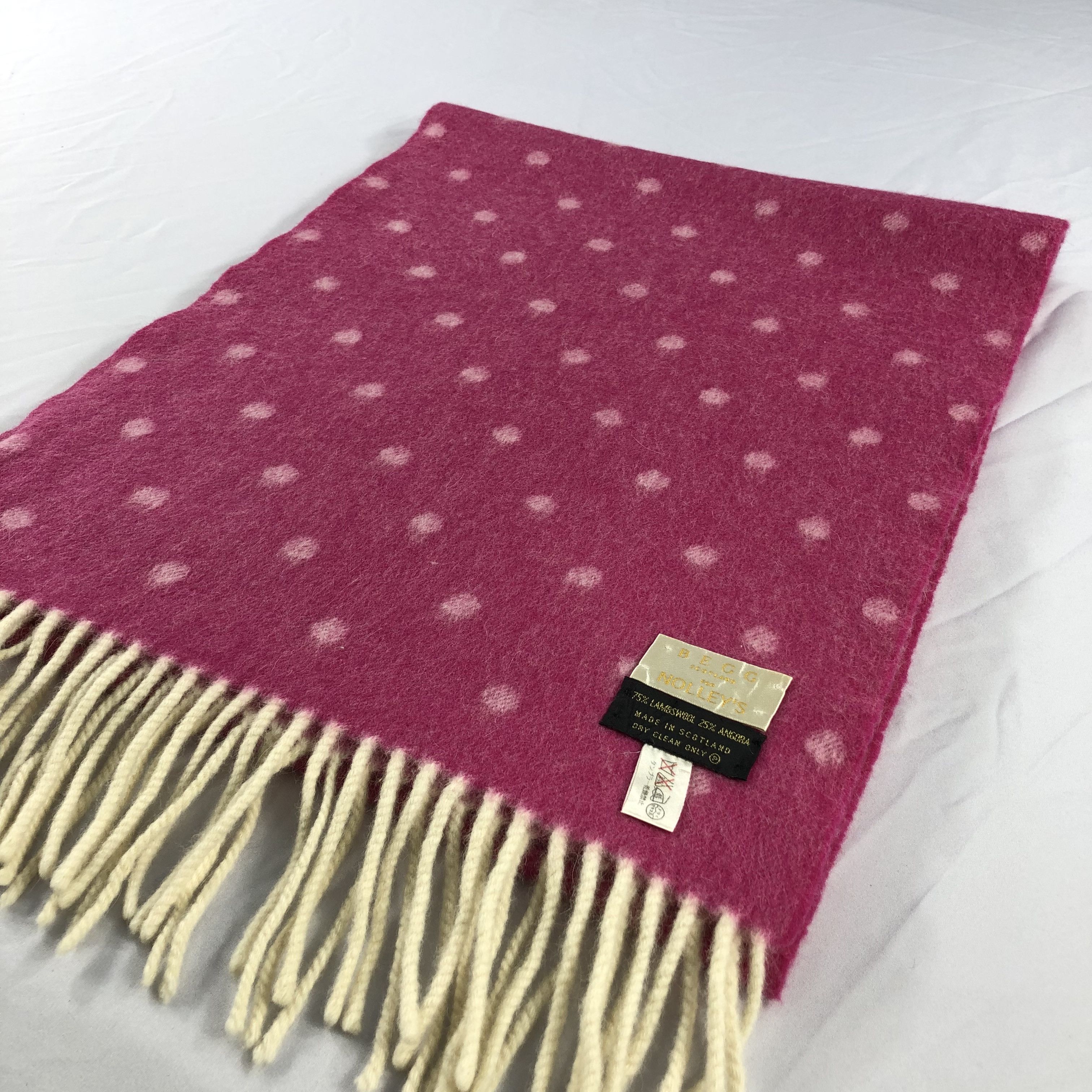 Begg x Co Begg X Nolley's Pink Polka Dots Scarf Muffler Wool V918 Size ONE SIZE - 3 Thumbnail